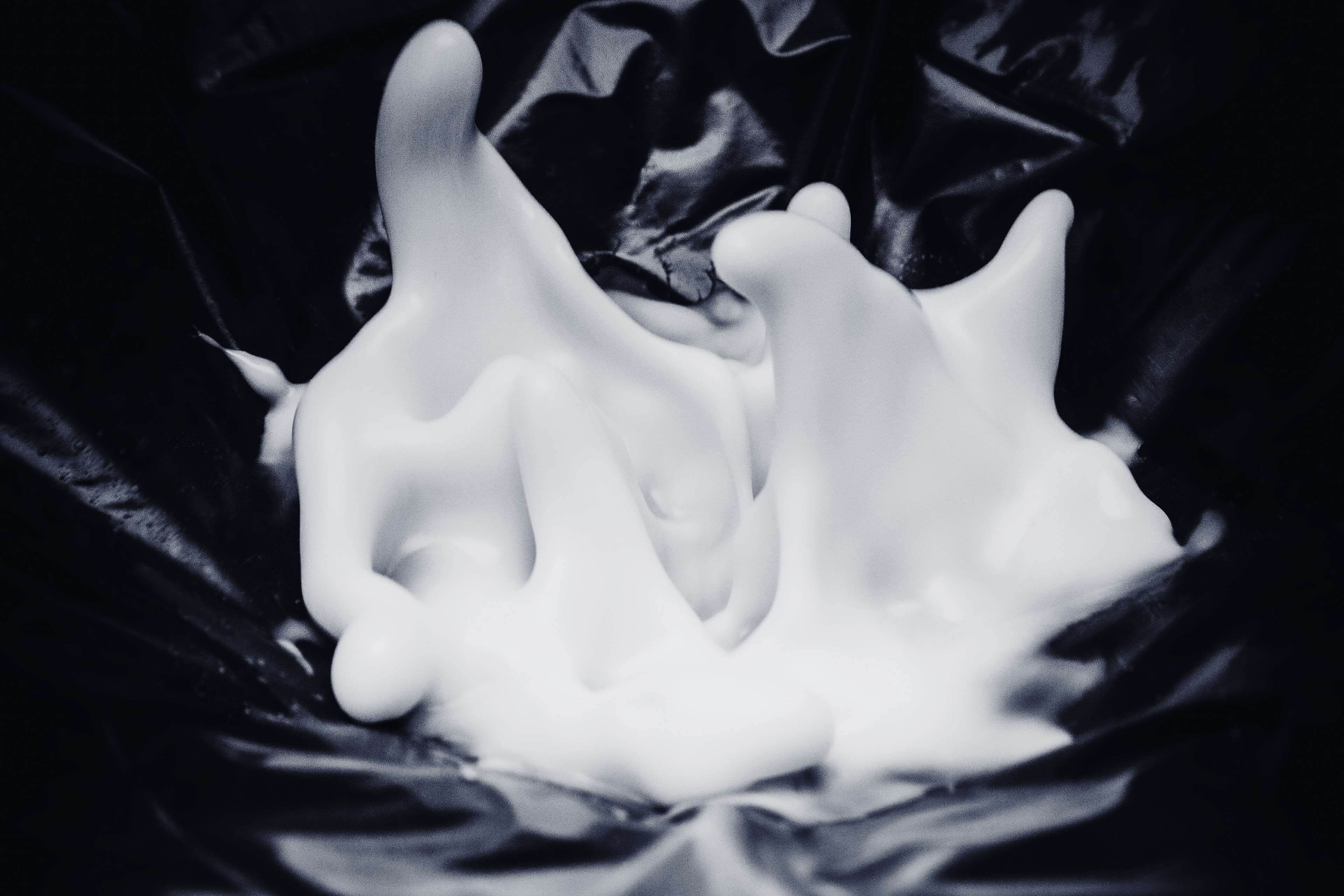 bw, exploding, isolated, liquid, loudspeaker, reflection, sound