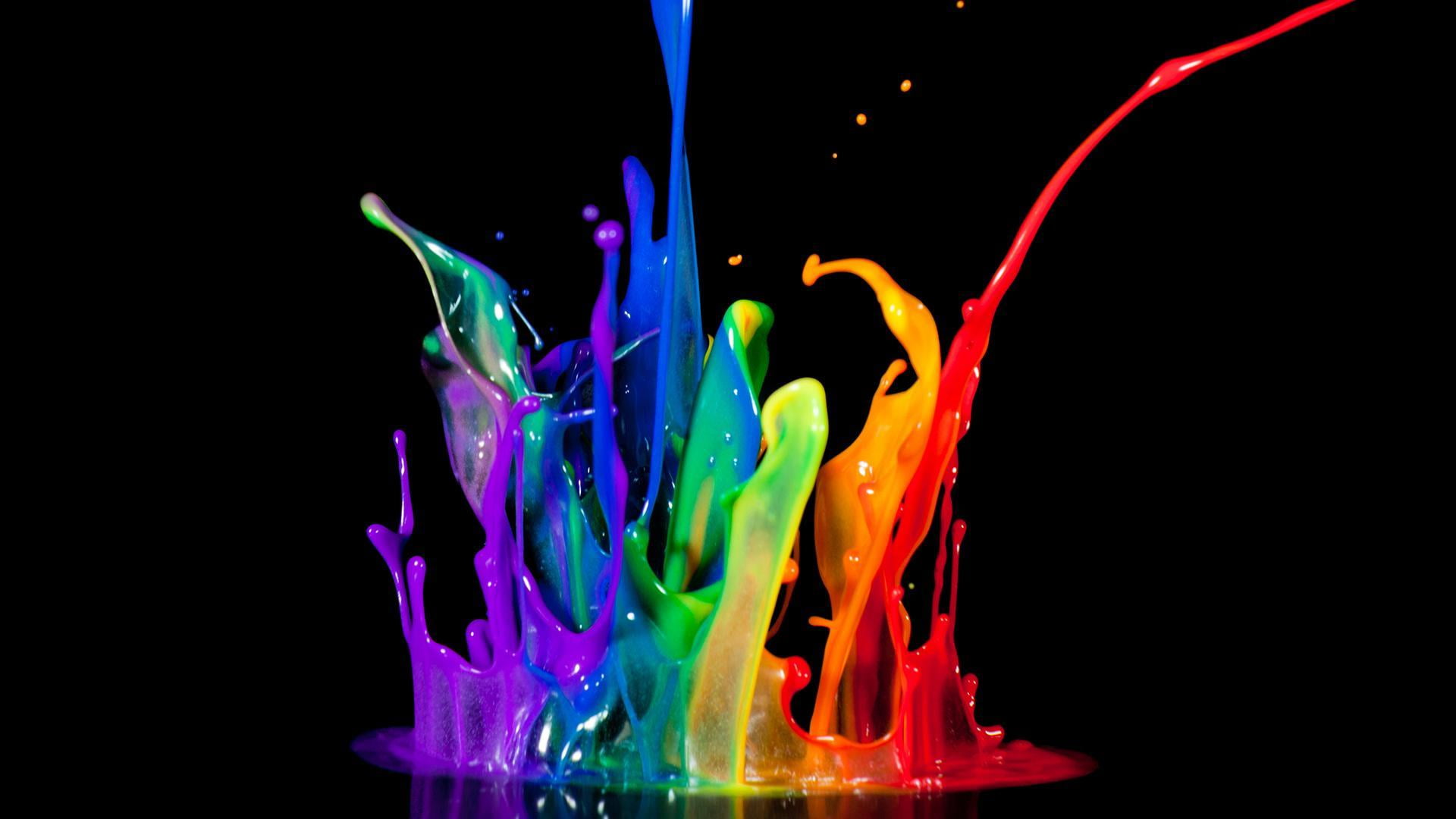 purple, blue, green, red, and orange color splash, paint, bursts