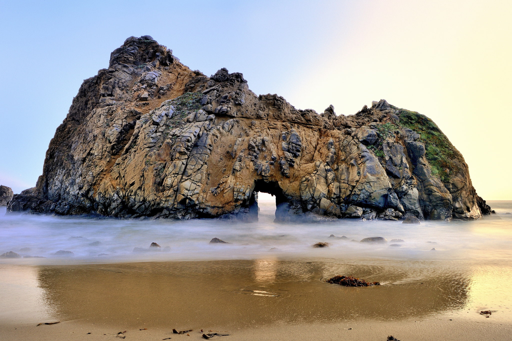 beach, rock, the ocean, arch, California, USА, Big Sur, Pfeiffer Beach
