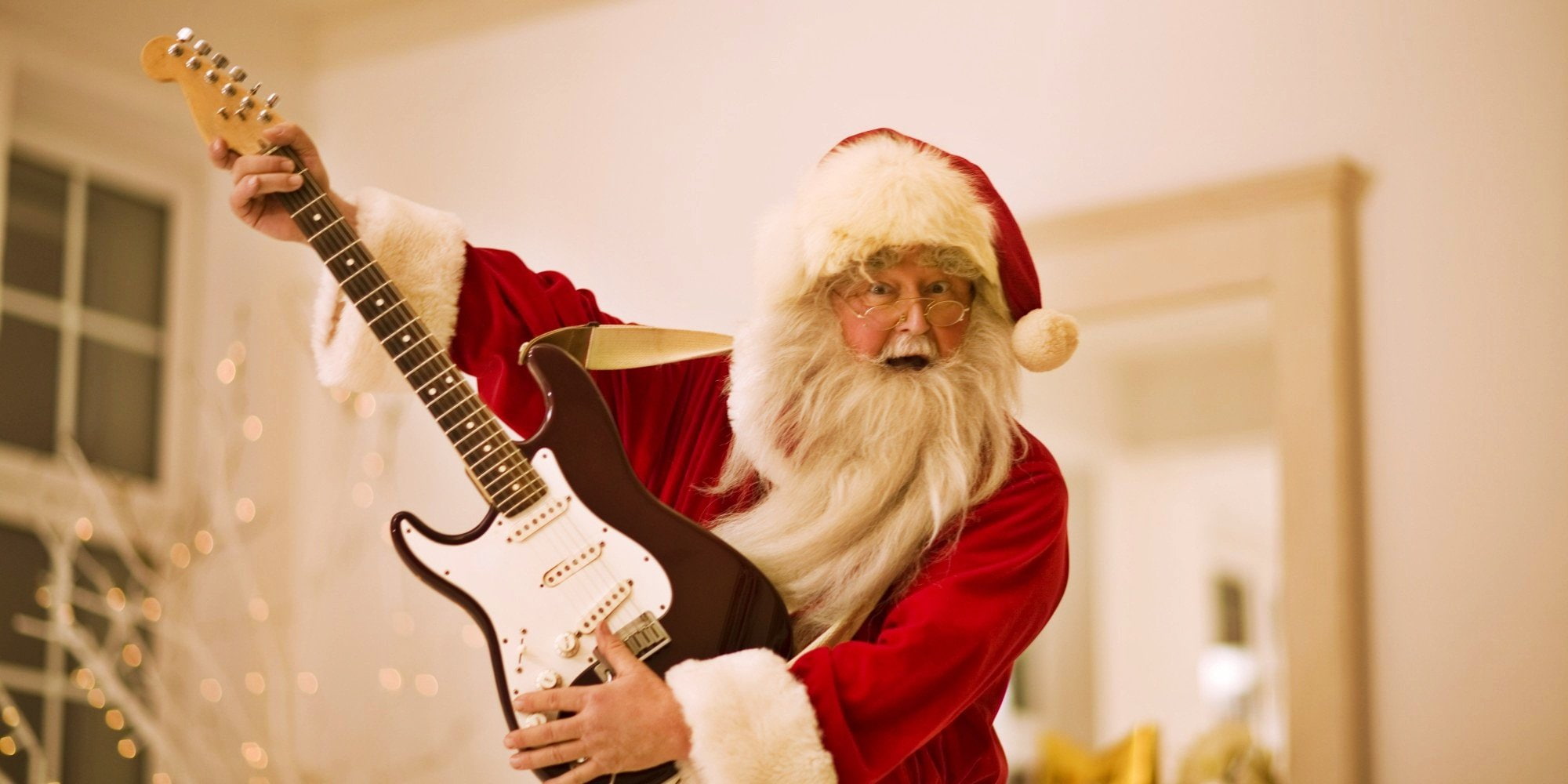 christmas, guitar, holiday, santa