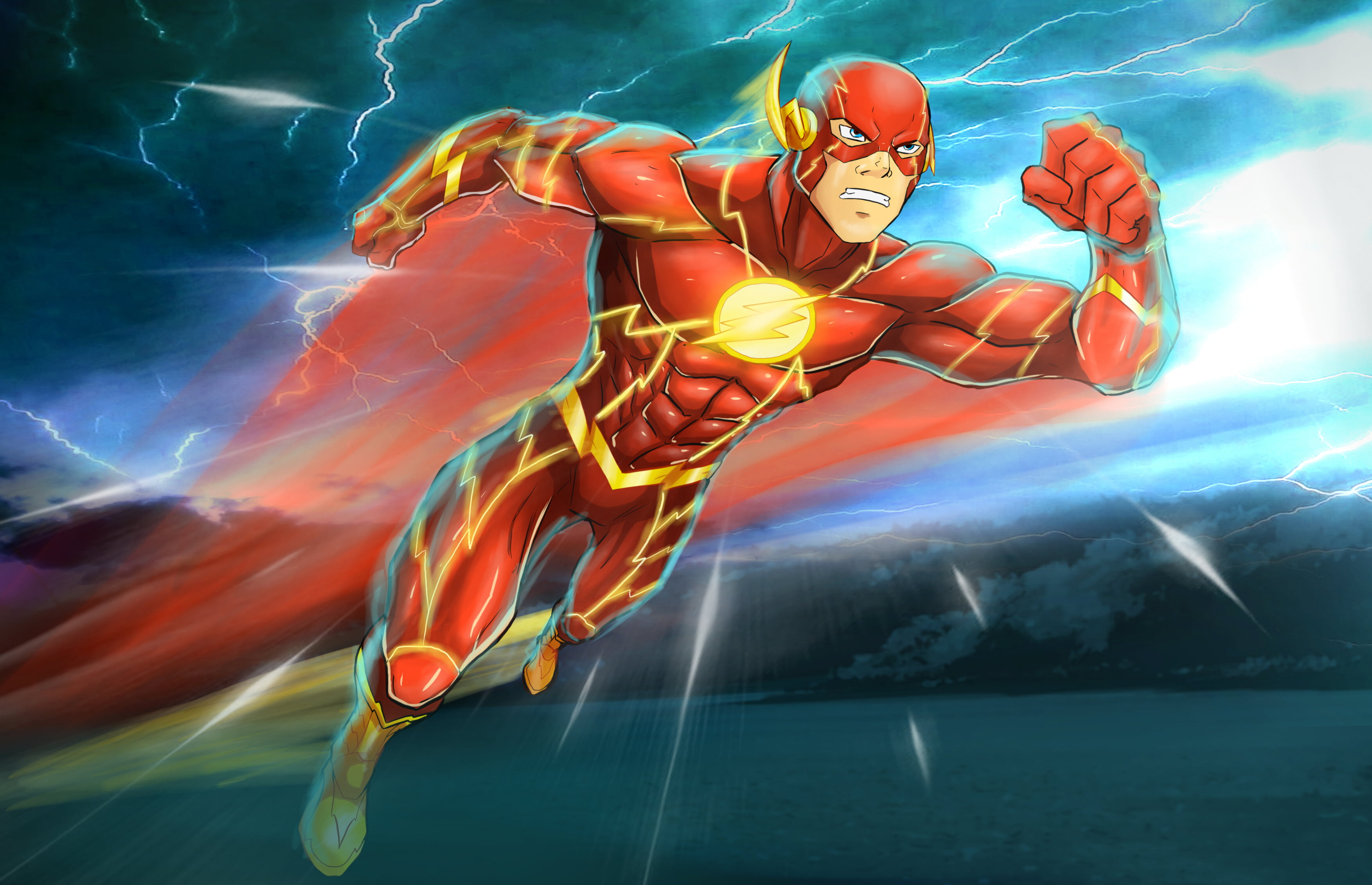 DC The Flash illustration, costume, superhero, DC Comics, Barry Allen