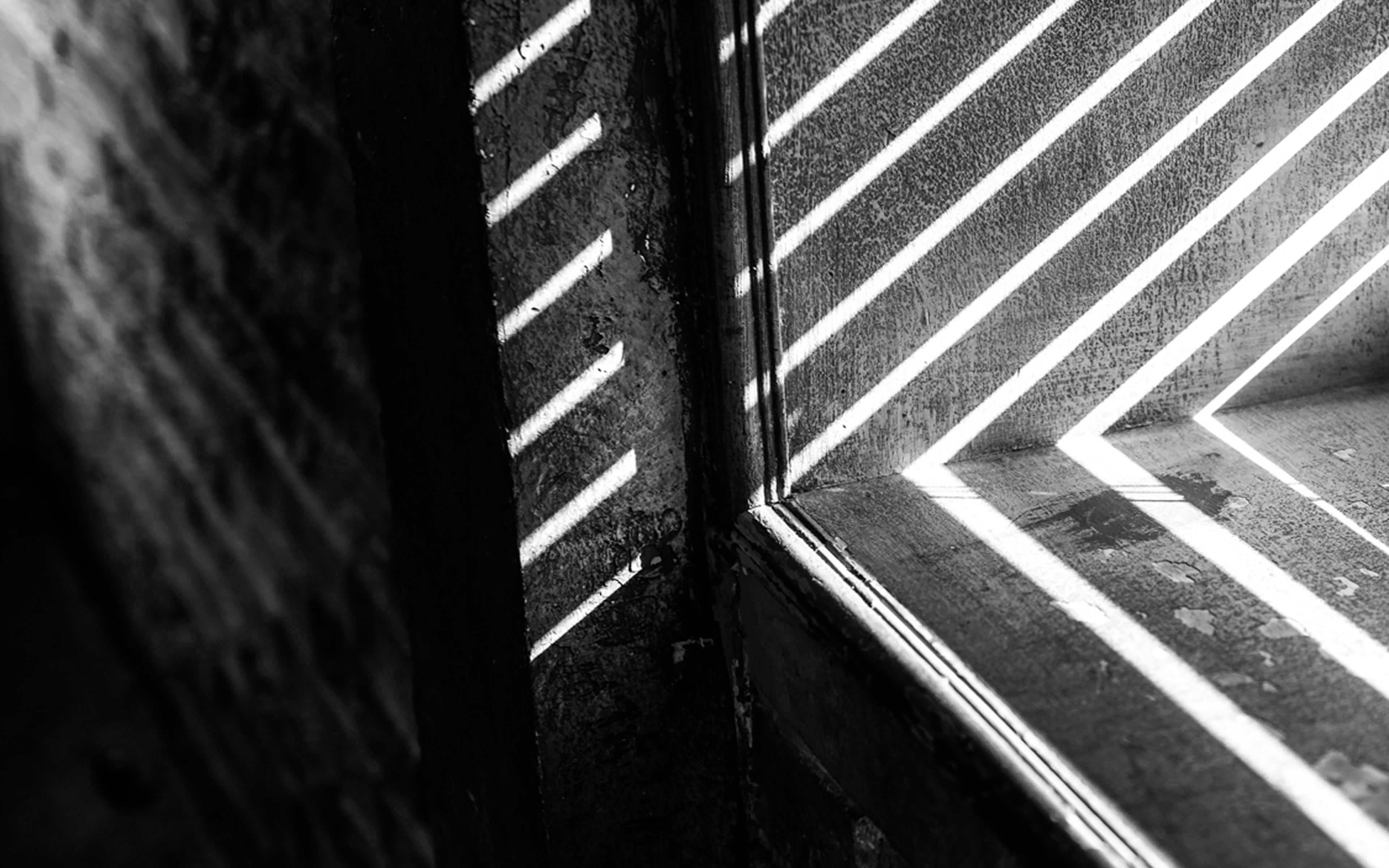 dark, shadow, corner, window, black, bw, interior, pattern