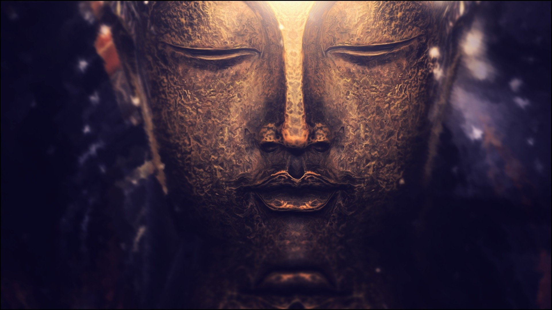 buddha meditation spiritual buddhism bokeh lights purple gold macro photography depth of field zen