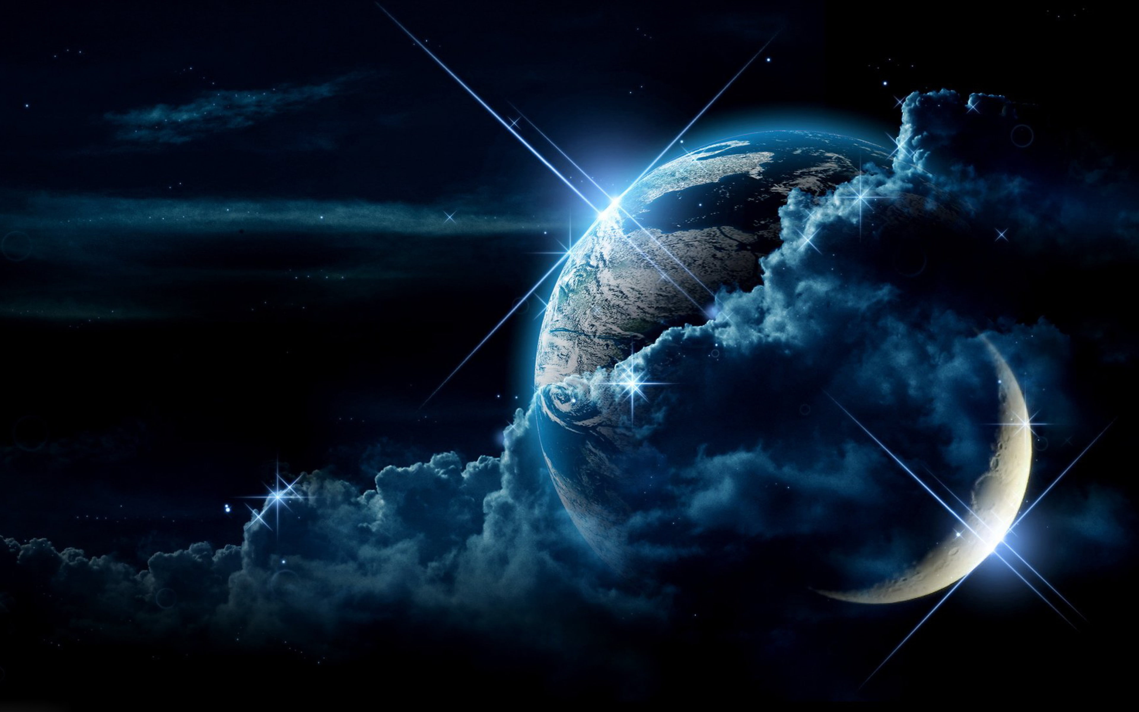 Free download | HD wallpaper: planet, clouds backgrounds, light, star