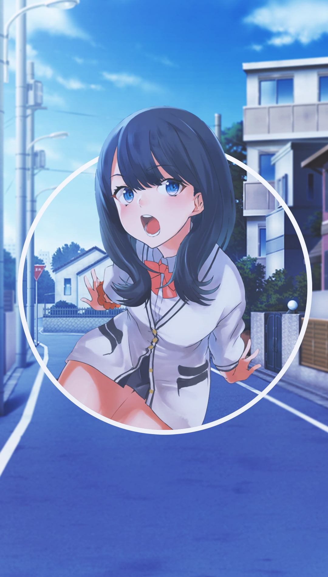 anime, anime girls, picture-in-picture, open mouth, urban, blue eyes