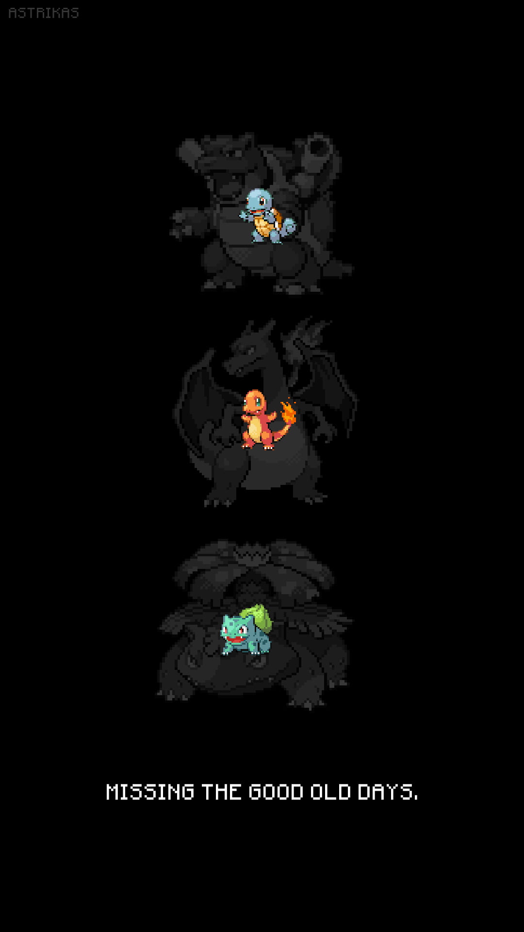 three Pokemon characters, Charmander, Bulbasaur, Squirtle, Pokémon