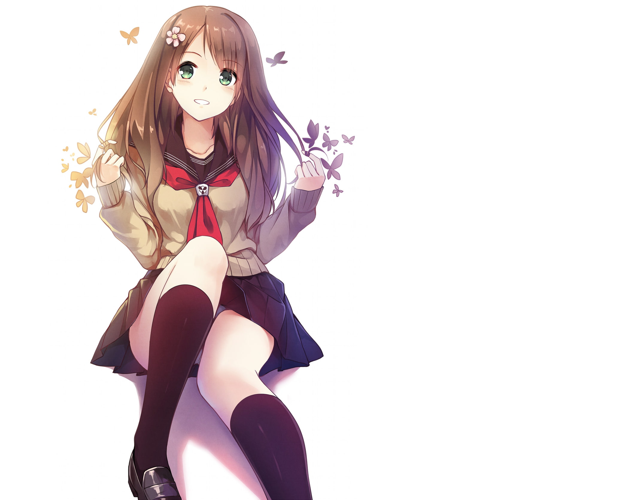 Anime Girls, Happy Face, School Uniform, Upskirt