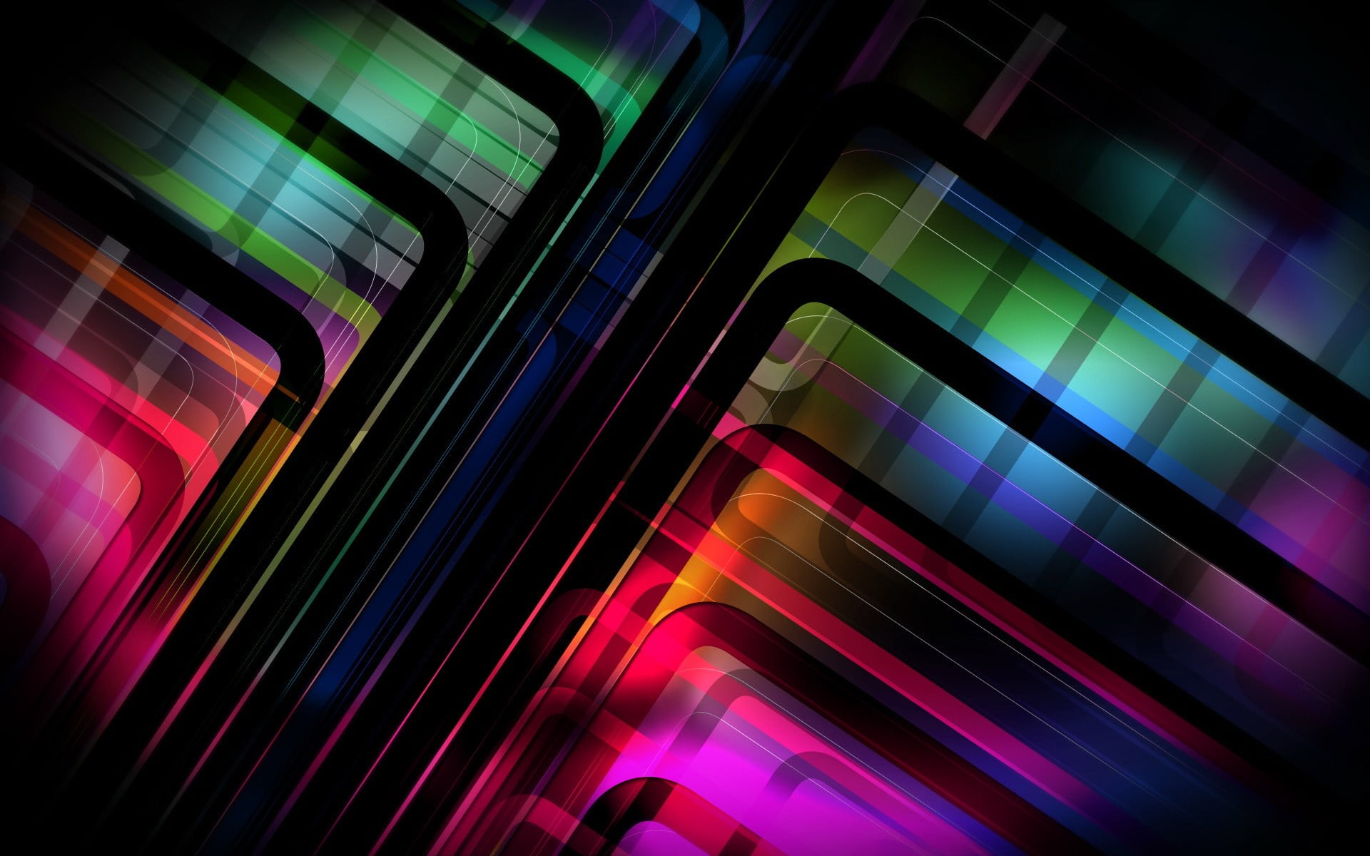 colorful, lines, abstract, digital art, illuminated, architecture