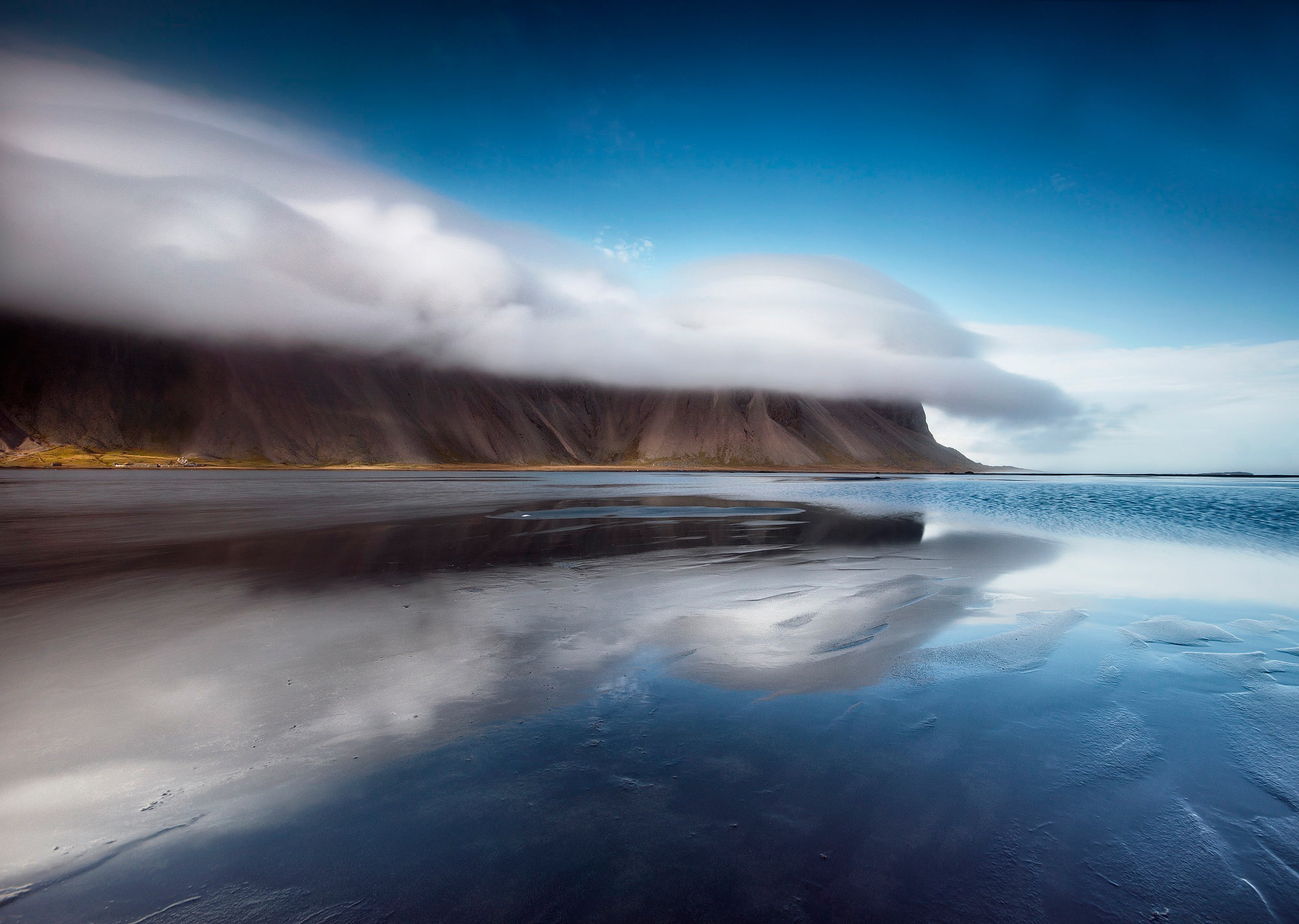 clouds, mountains, reflection