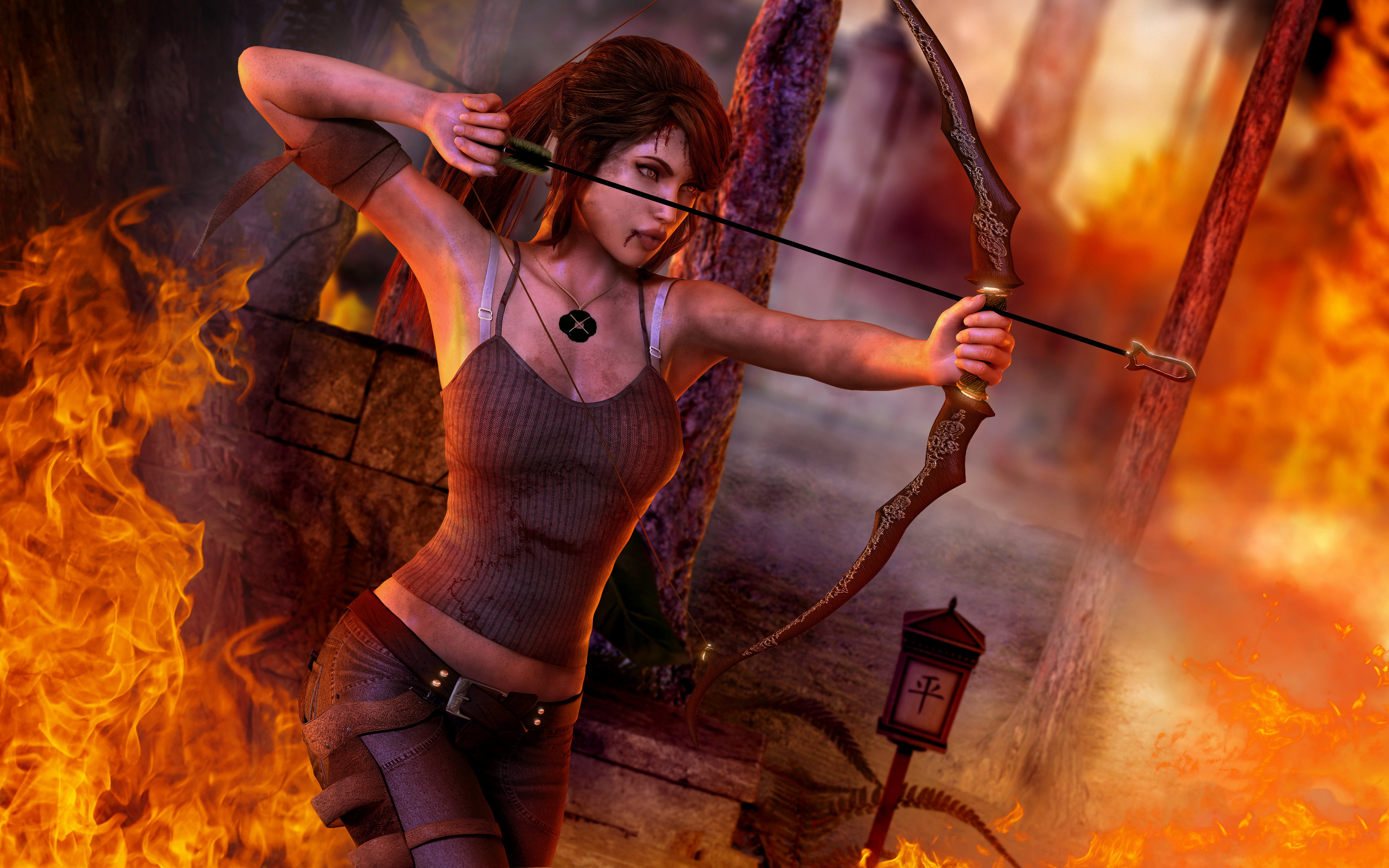 Rise of Tomb Raider Defeat Flame Thrower Trinity Soldier wallpaper