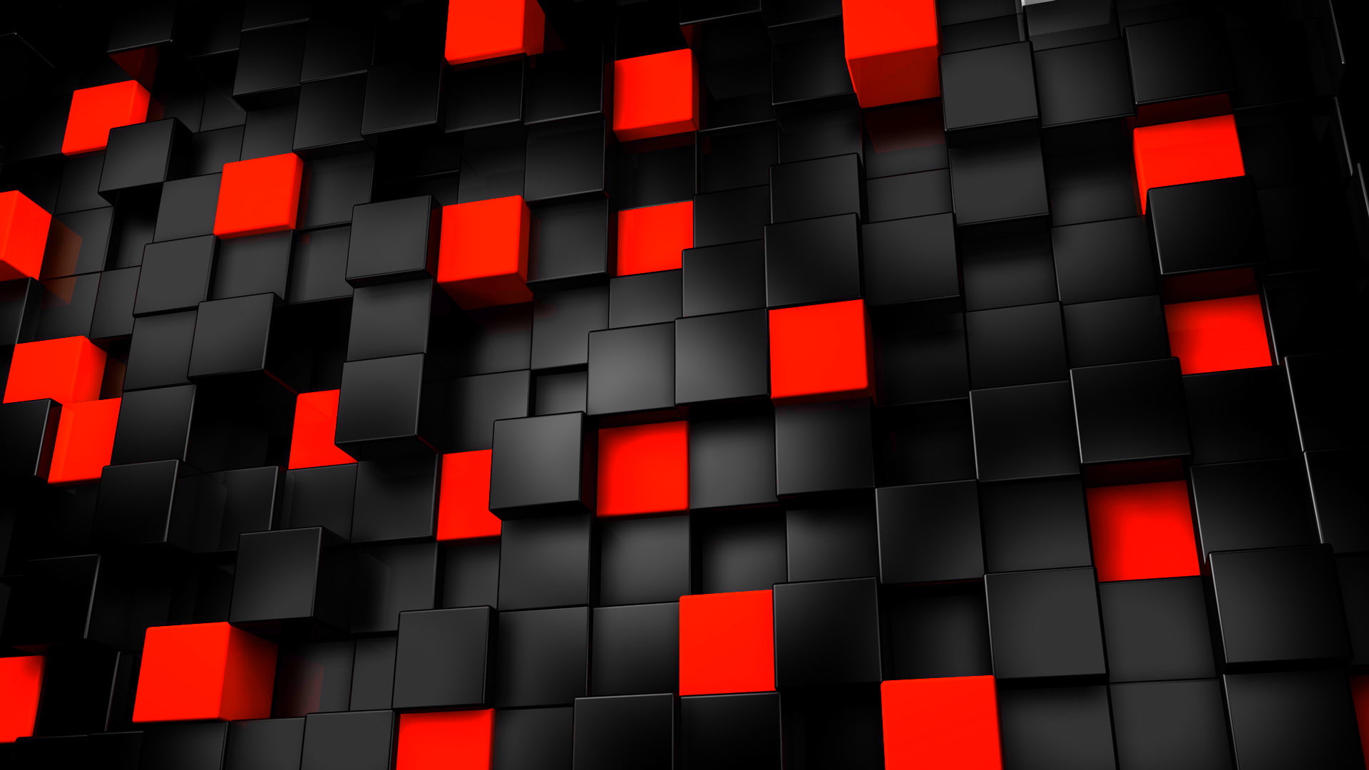 black, and, red, cubes, 3D, 1920x1080
