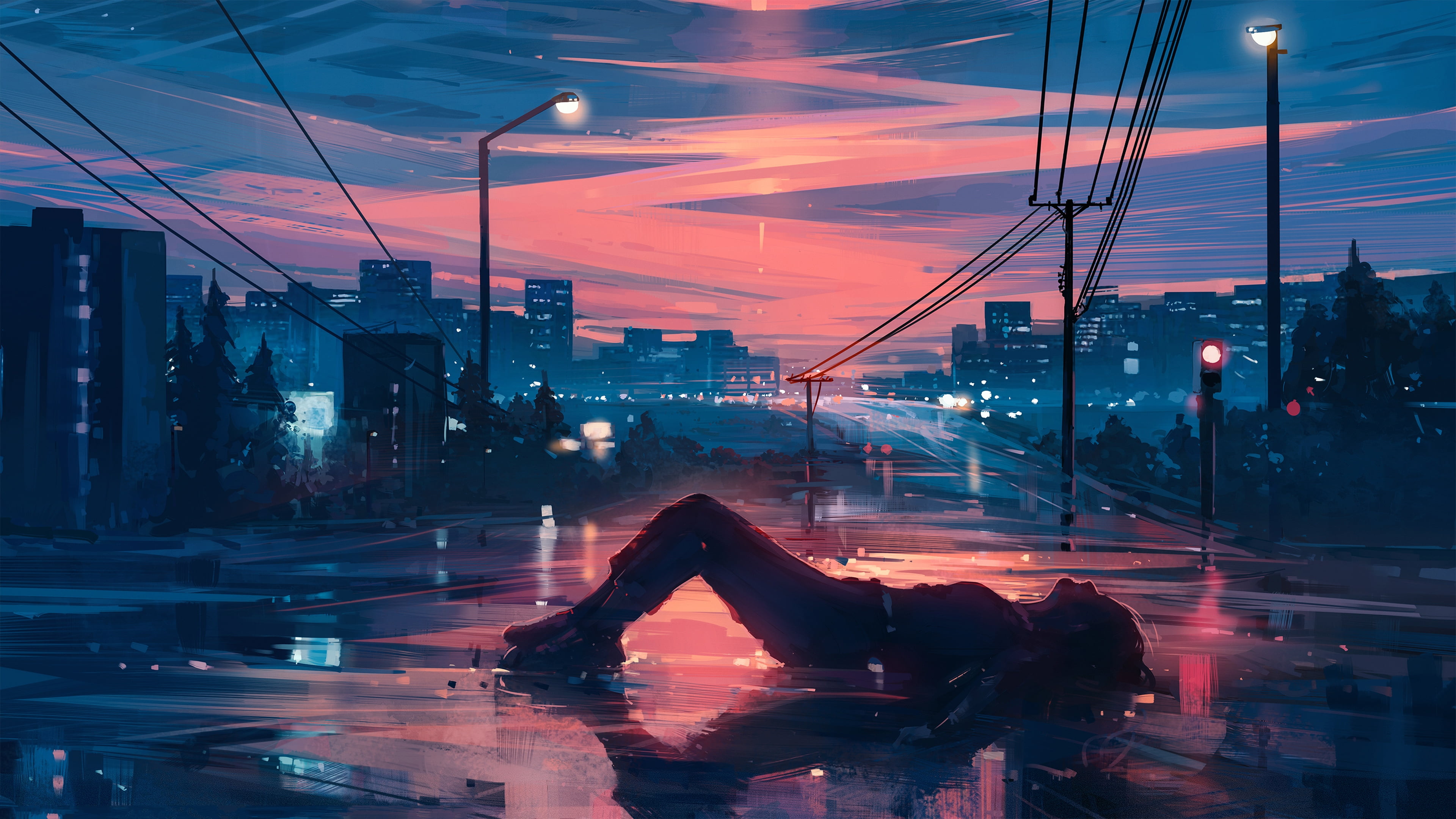 dusk, sunset, After the rain, Alena Velichko, digital art