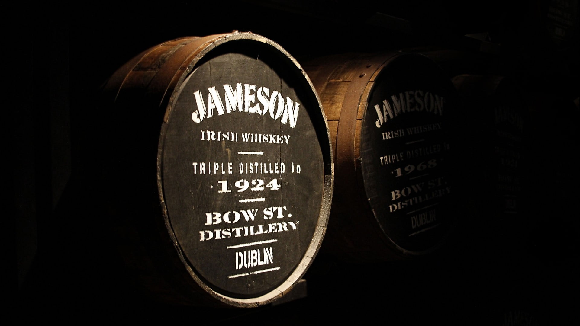 Jameson Irish Whiskey barrel, wood, wooden surface, brand, alcohol