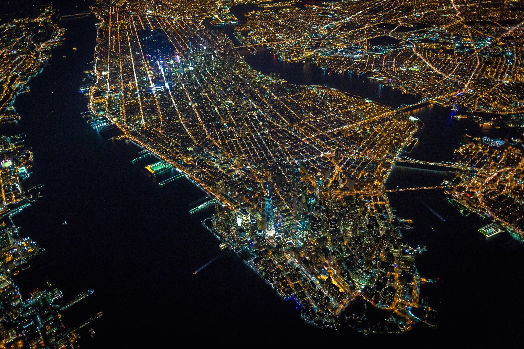 lights, USA, United States, night, New York, Manhattan, NYC