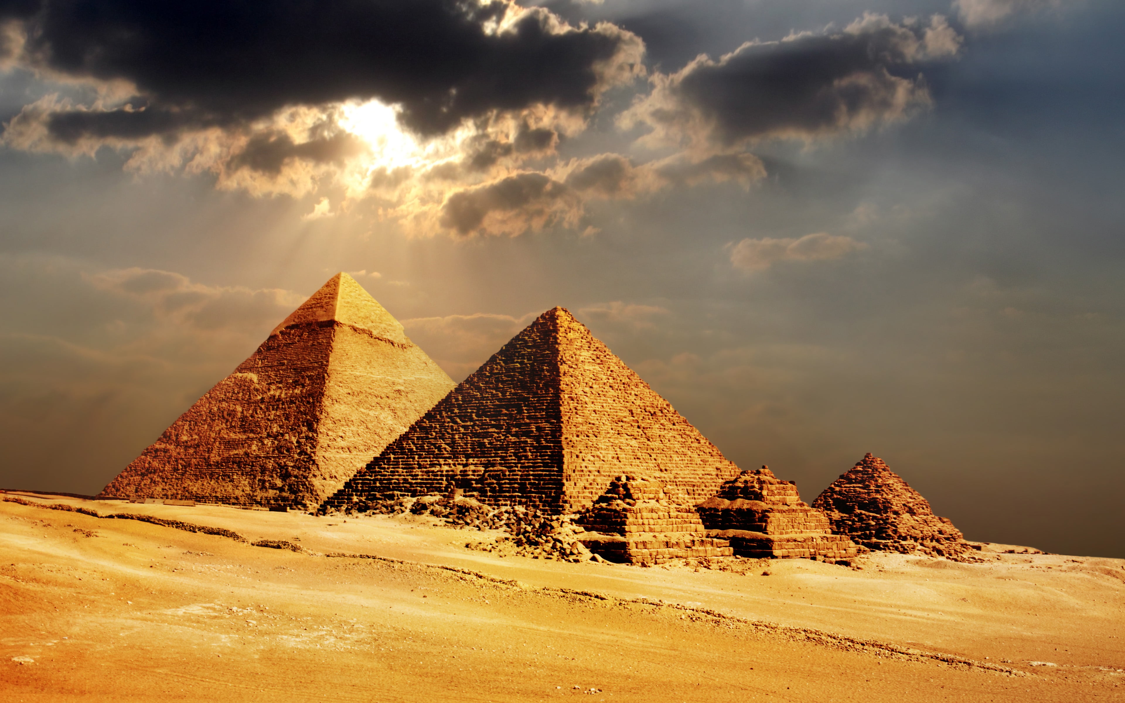 Secrets of the Pyramids in Giza Cairo Egypt Africa Wallpaper HD 3840×2400