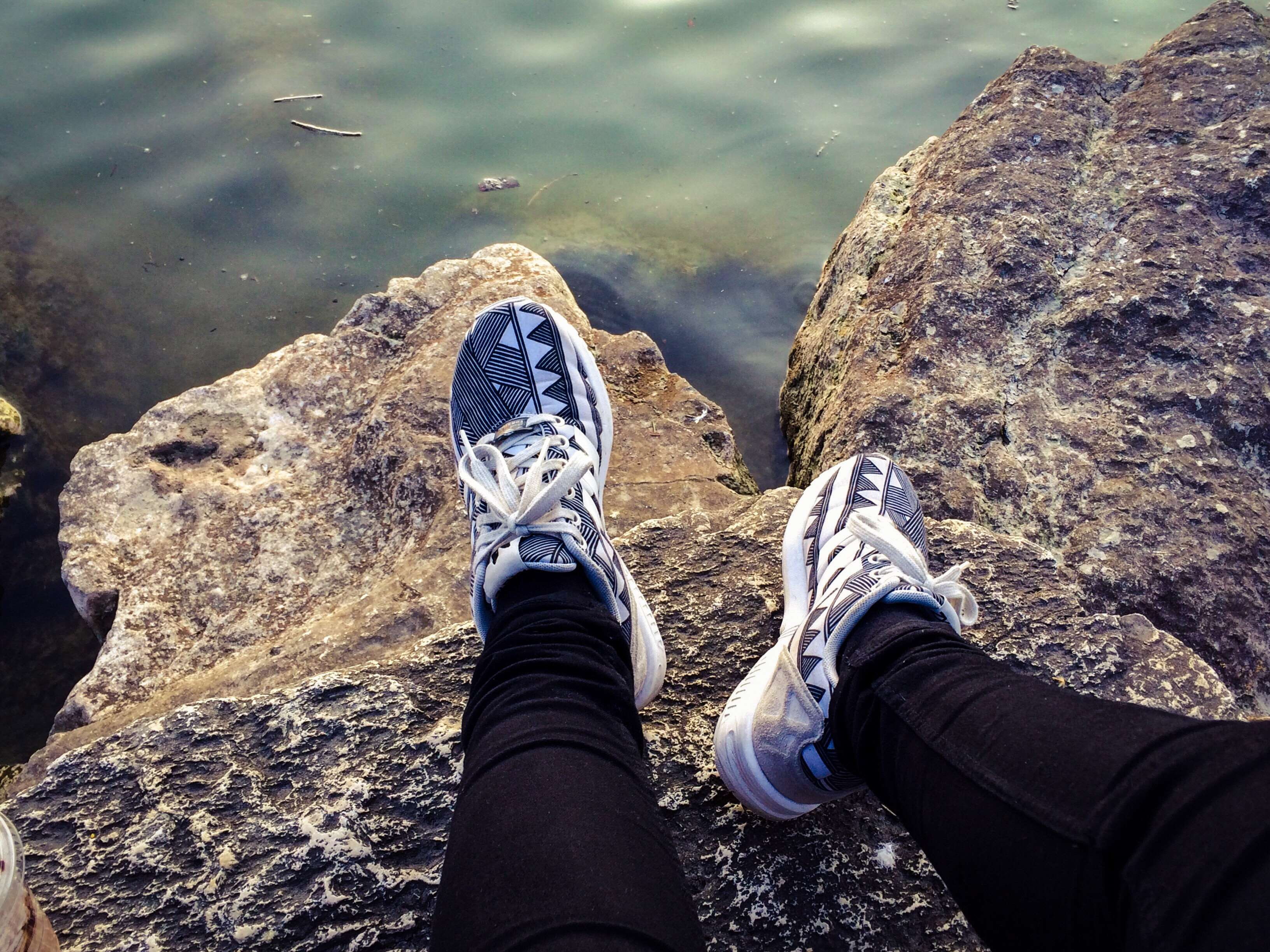 lake, shoes, water, low section, human leg, personal perspective