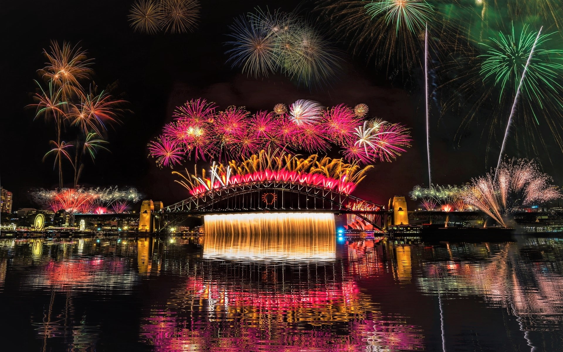 Photography, Fireworks, City, Colorful, Night, Sydney, Sydney Harbour Bridge
