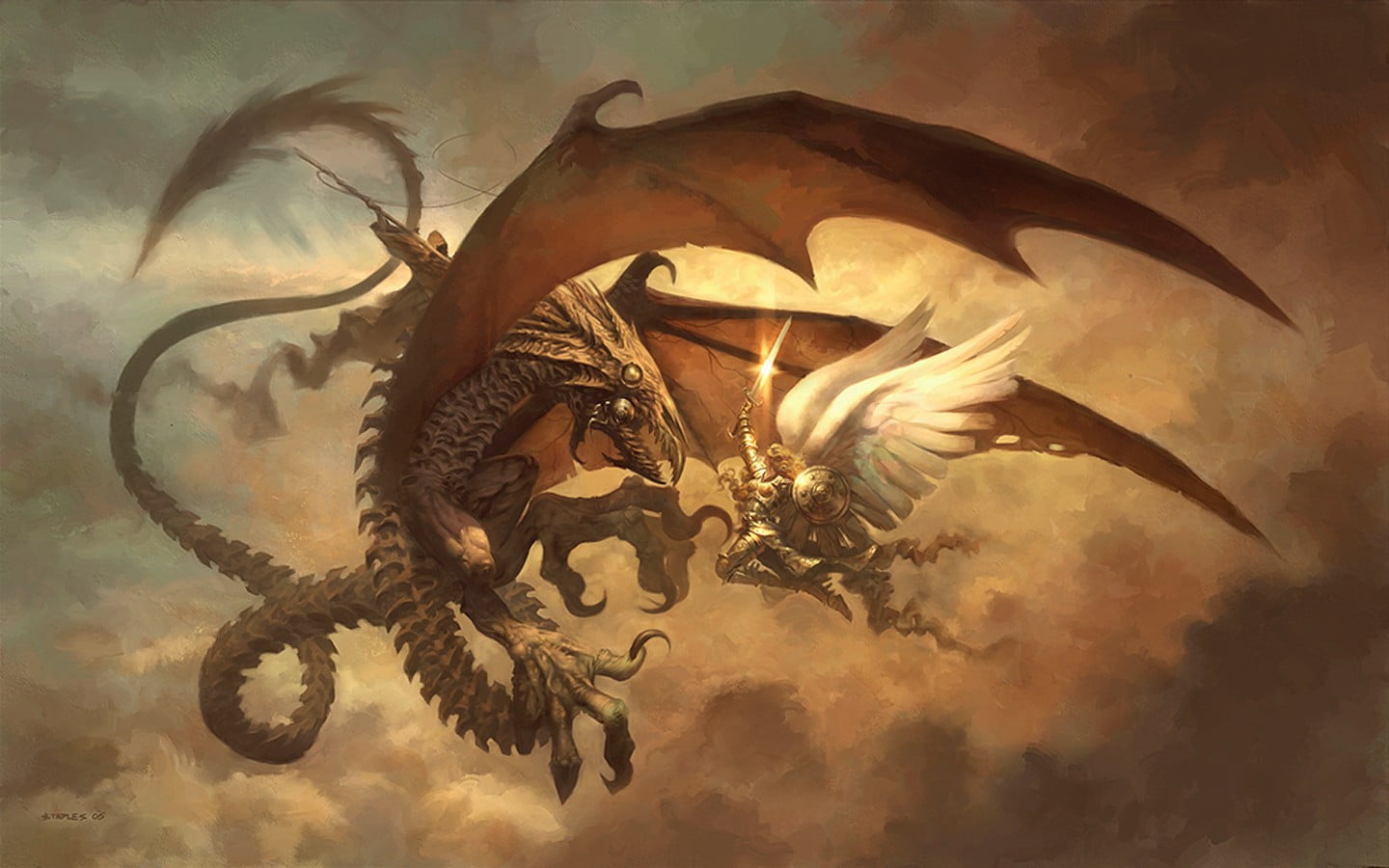 brown dragon illustration, fantasy art, animal themes, animals in the wild