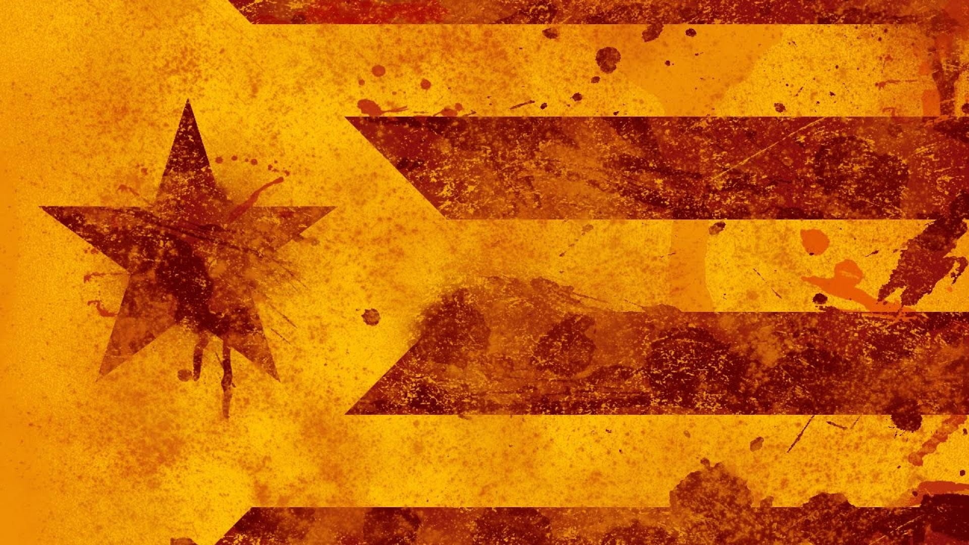 catalonia estelada flag, yellow, star shape, no people, weathered