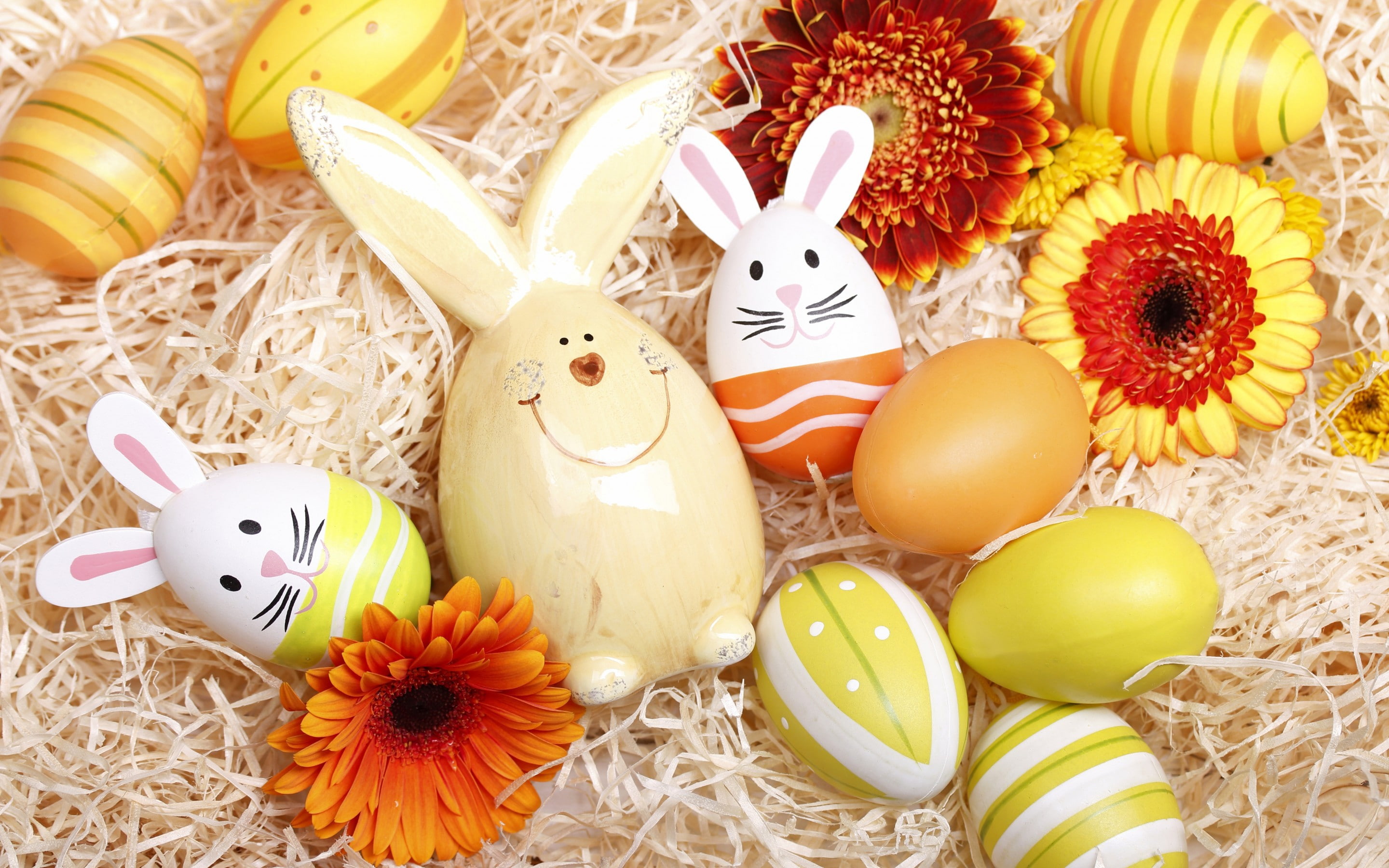 Easter, decoration, spring, flowers, Happy, eggs, Easter eggs