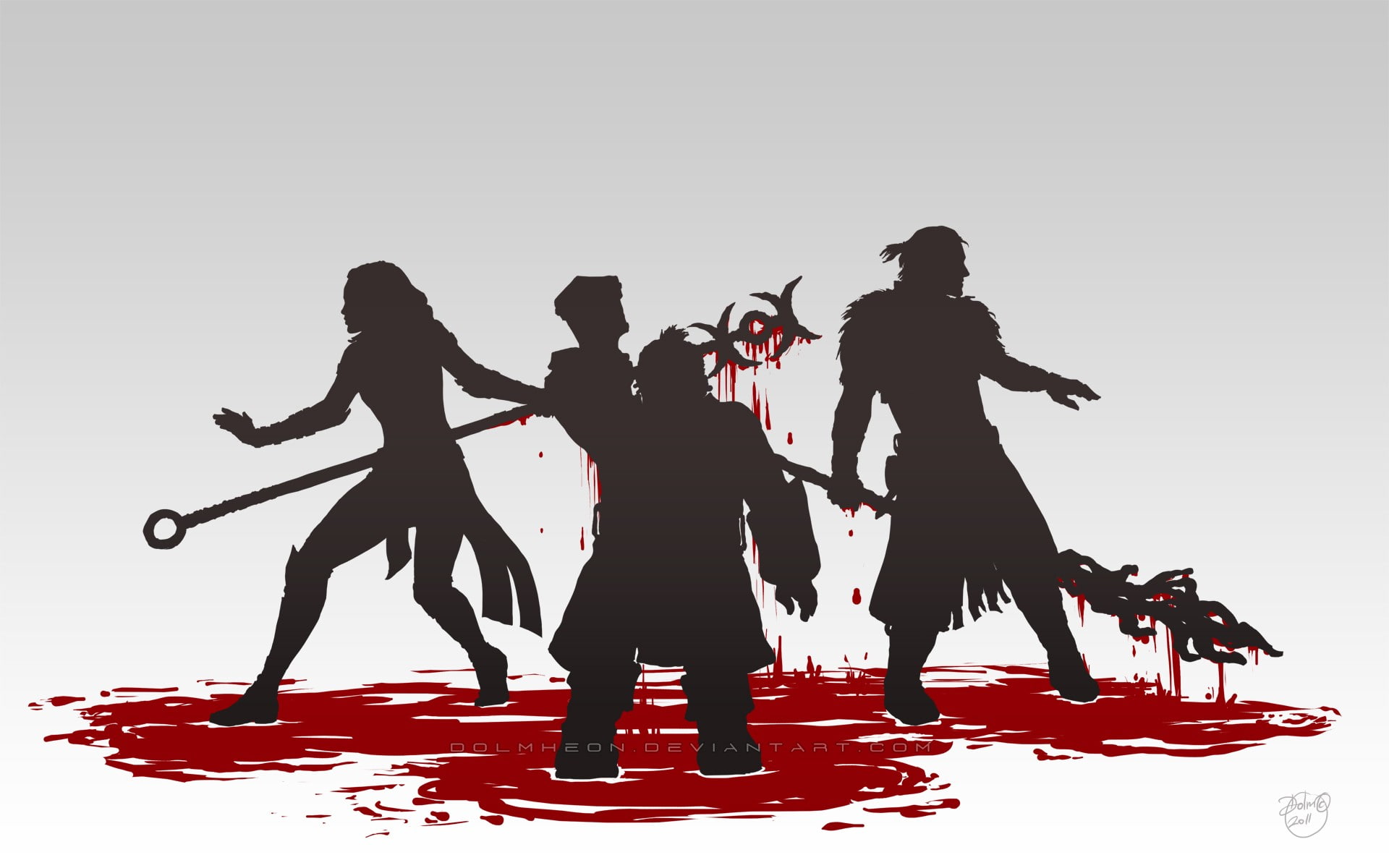 dragon age ii dragon age, group of people, silhouette, full length
