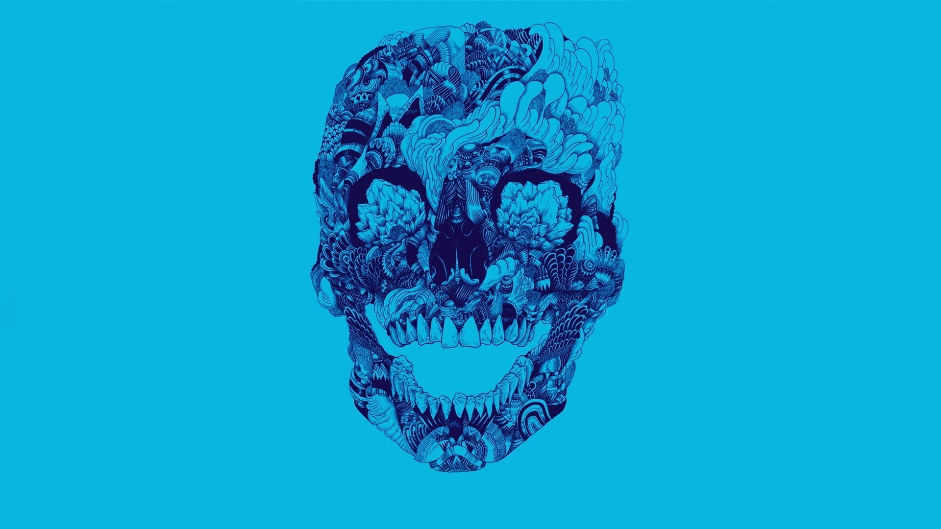 forest, skull, sky