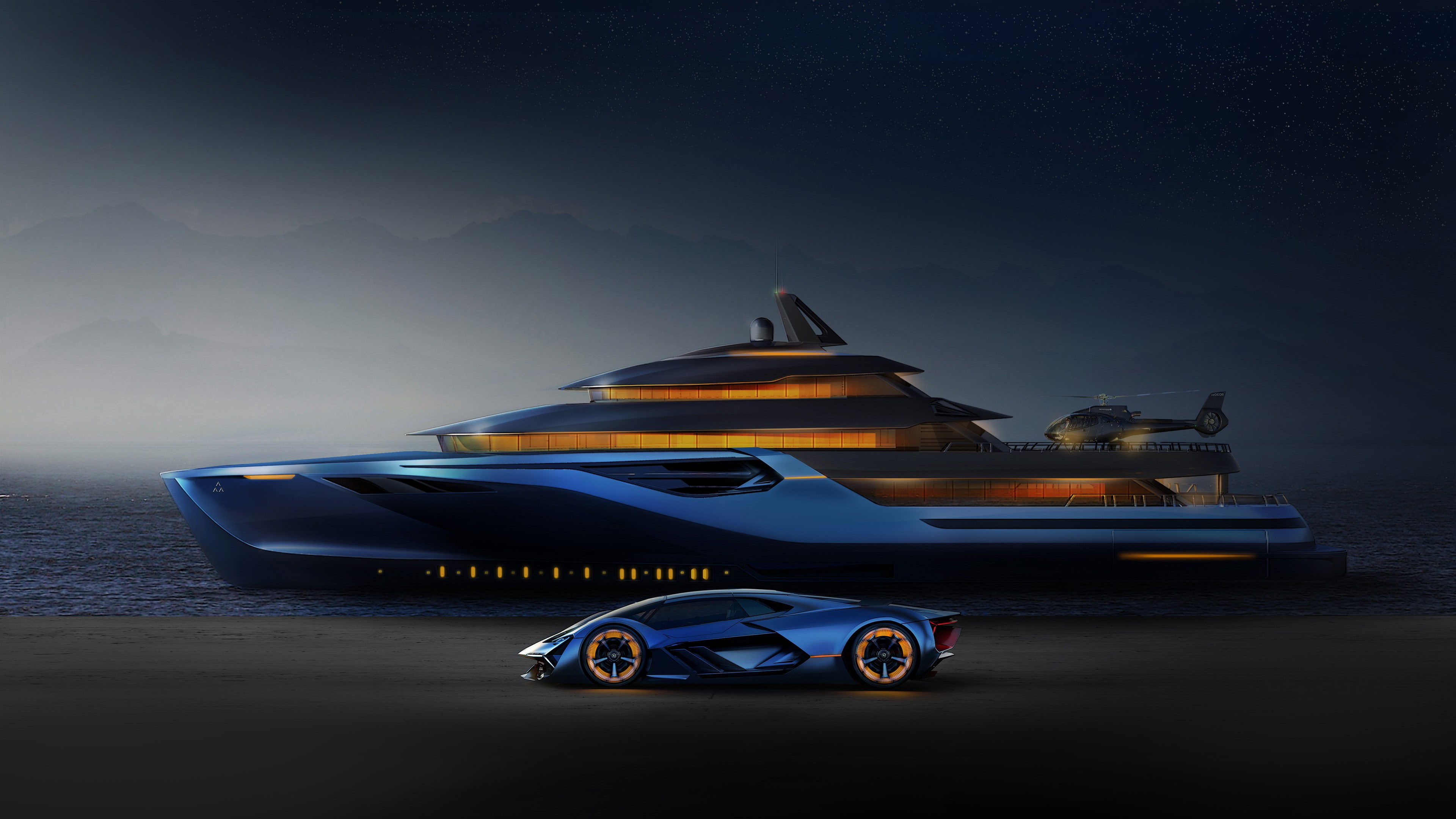 yacht, vehicle, lamborghini terzo millennio, luxury yacht, concept car
