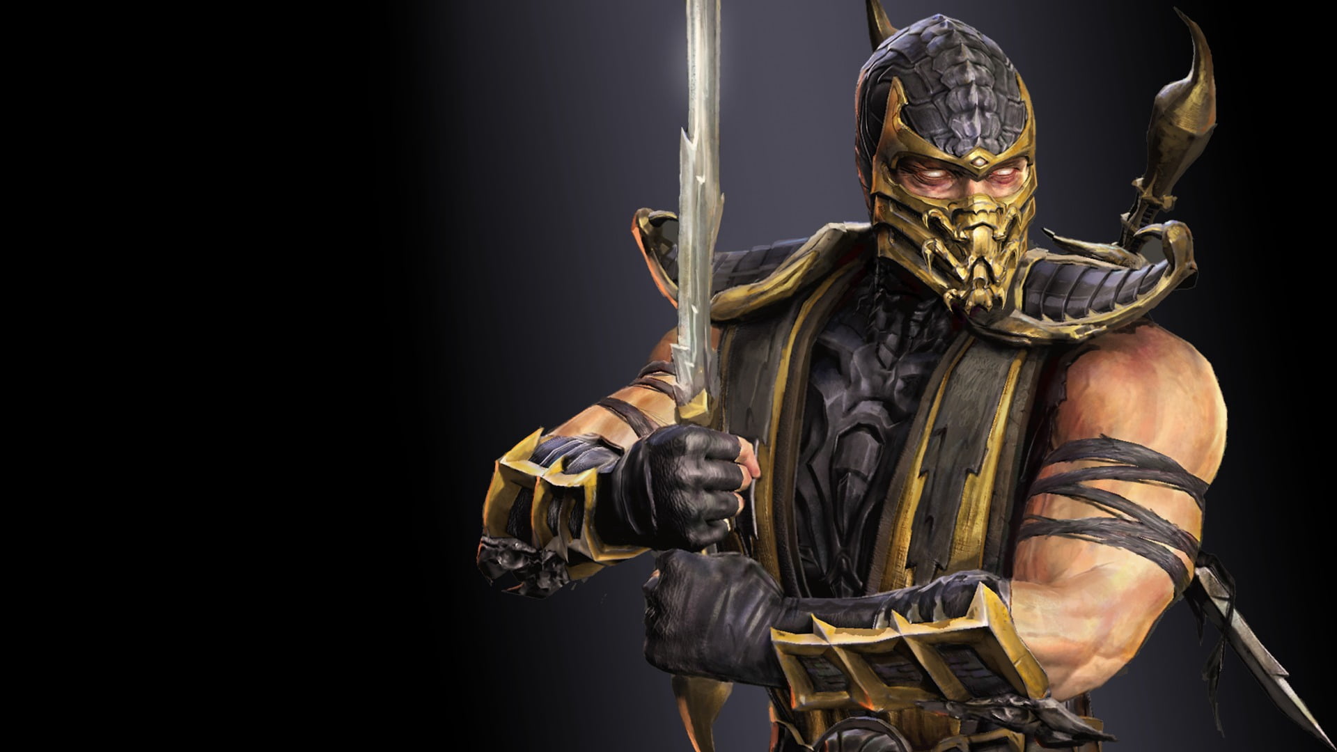 Mortal Kombat Scorpion illustration, warrior, ghost, ninja, weapon