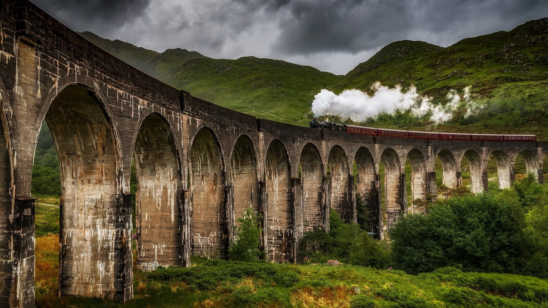 cloud, photography, landscape, cloudy, train, steam locomotive