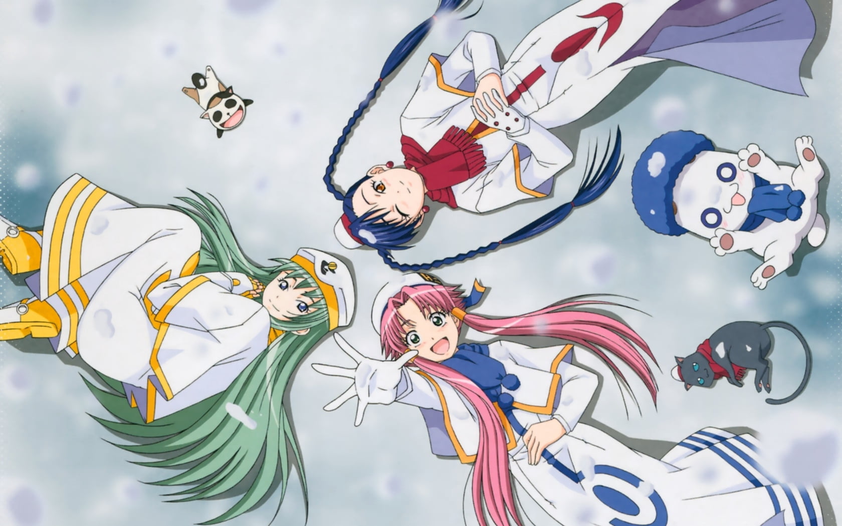 female anime in white long-sleeved dress clip art, aria, mizunashi akari