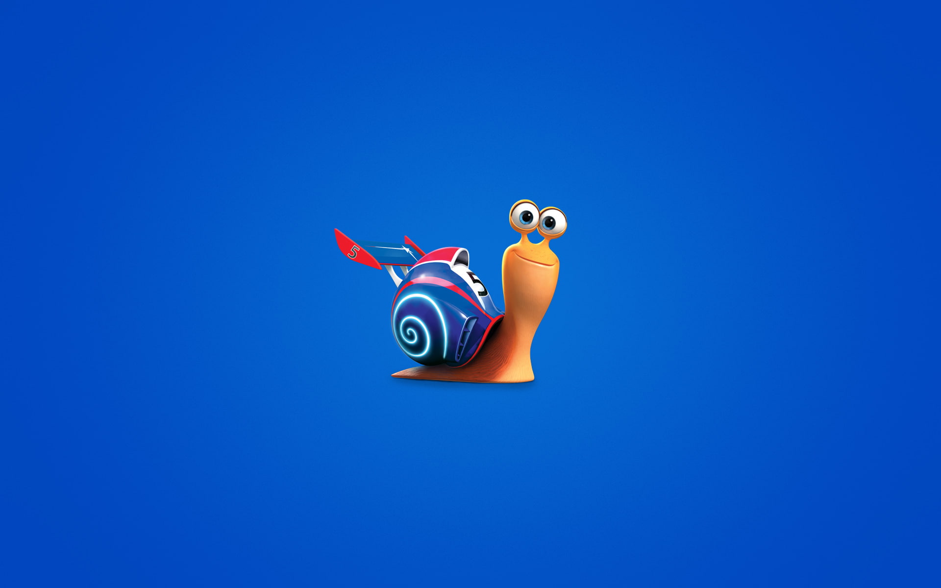 blue and red Speed character, snail, minimalism, blue background