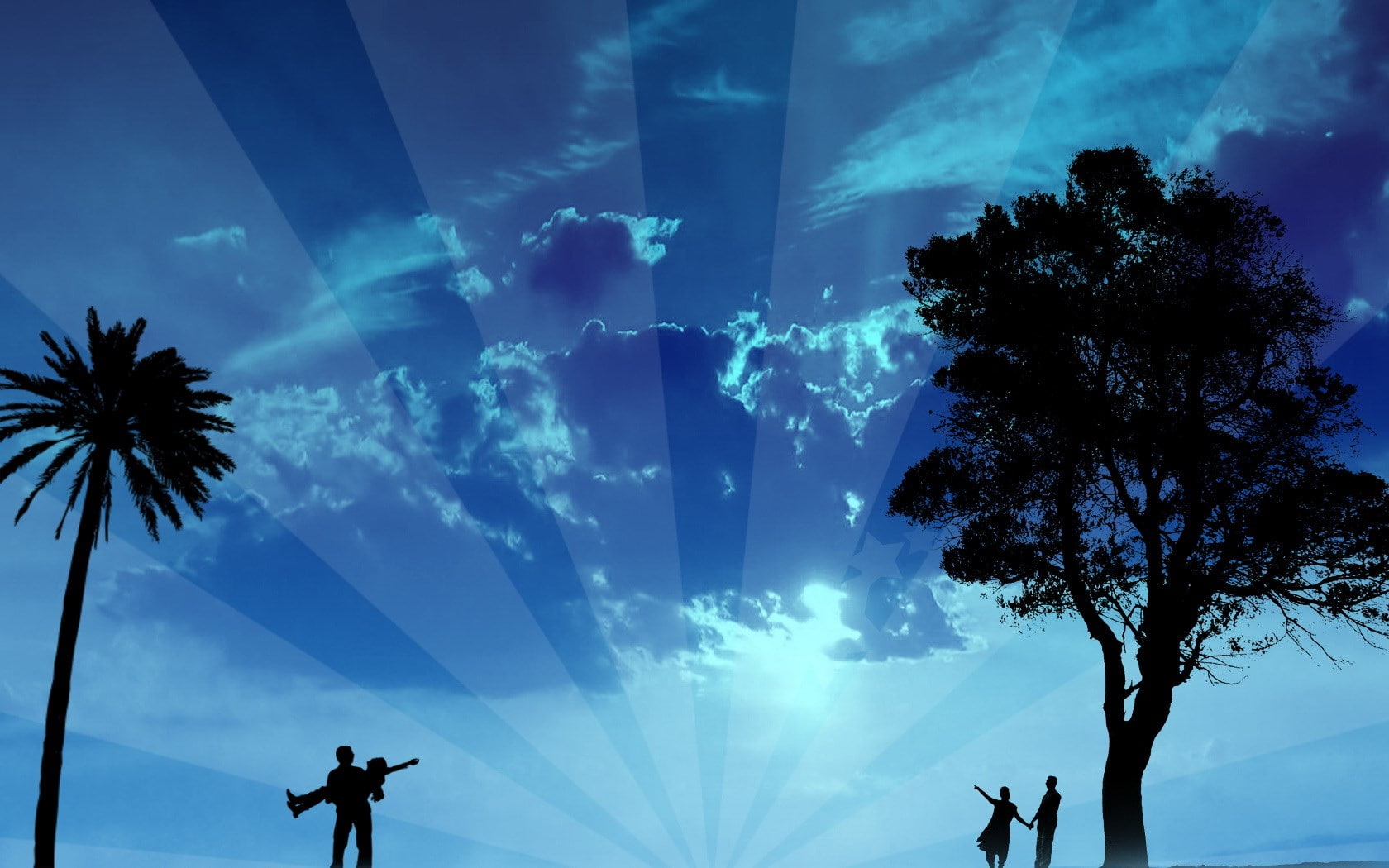 pattern, silhouette, tree, sky, cloud - sky, blue, palm tree