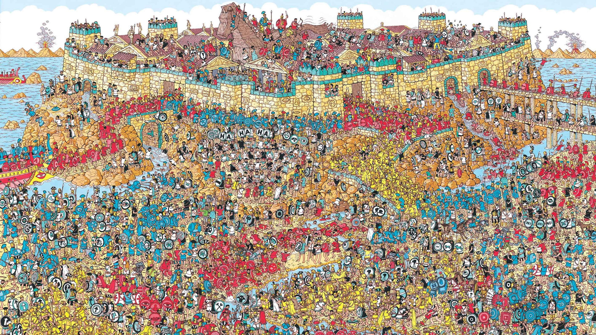 Waldo, puzzles, Where's Wally, multi colored, backgrounds, no people