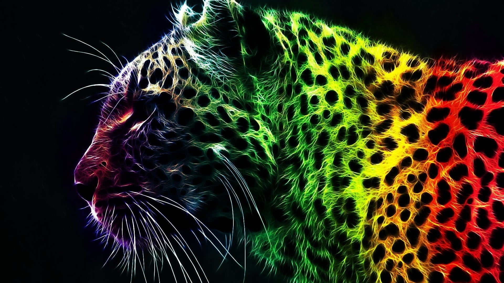 leopard, animals, colorful, Fractalius, leopard (animal), digital art