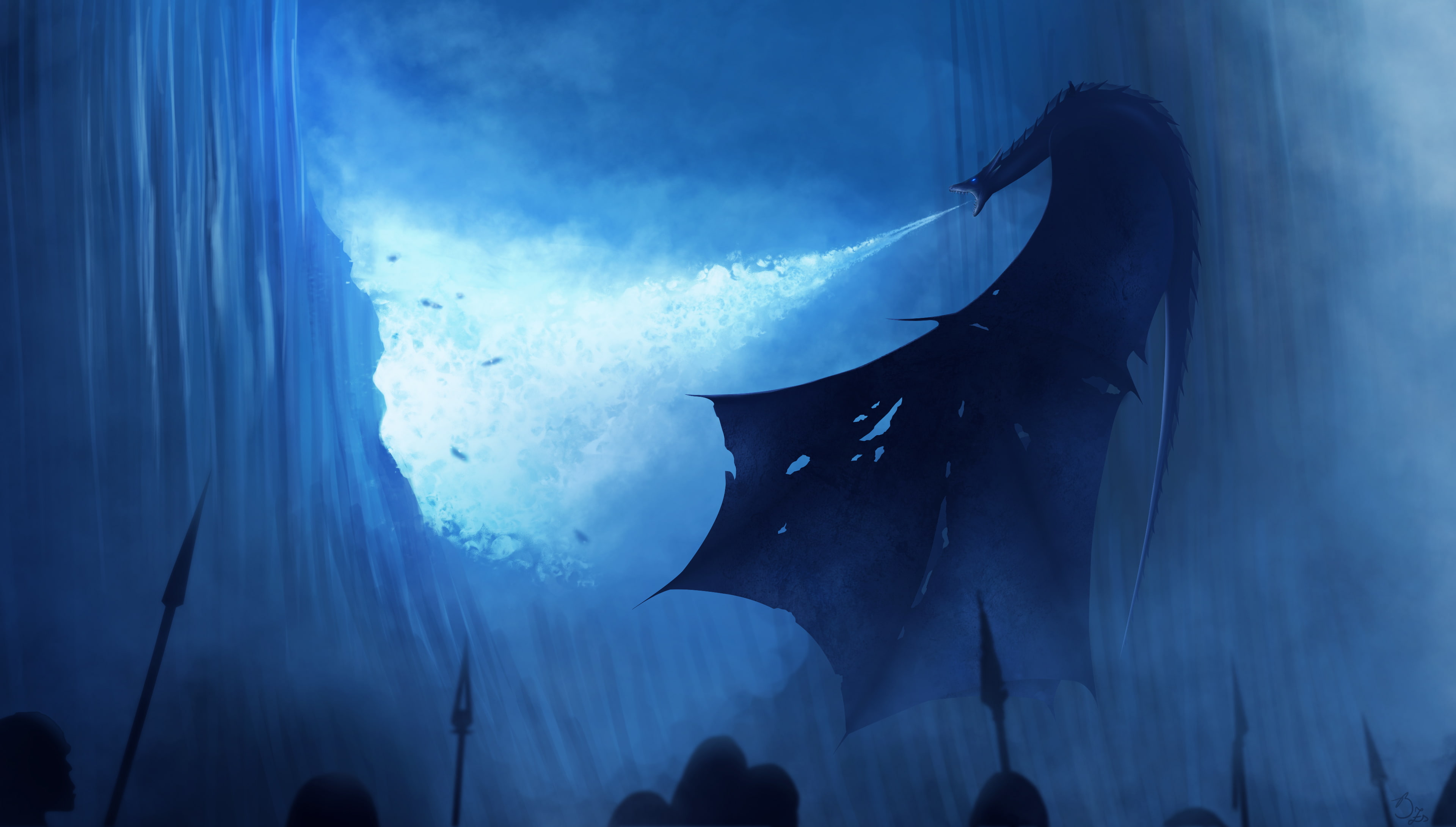 Fan Art, Game of Thrones, 4K, Season 7, Snow Dragon