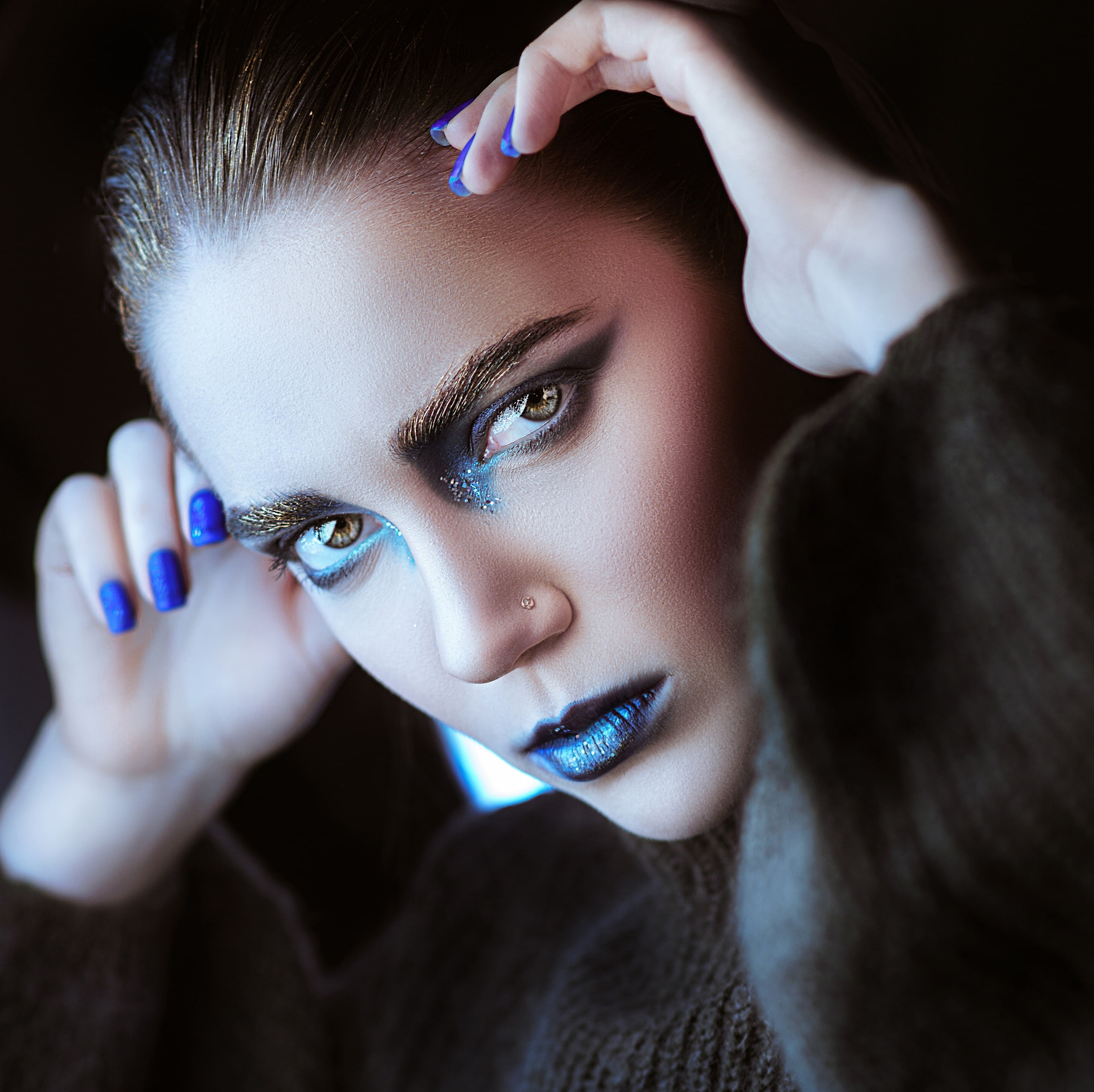 makeup, painted nails, women, model, face, make-up, adult, human body part