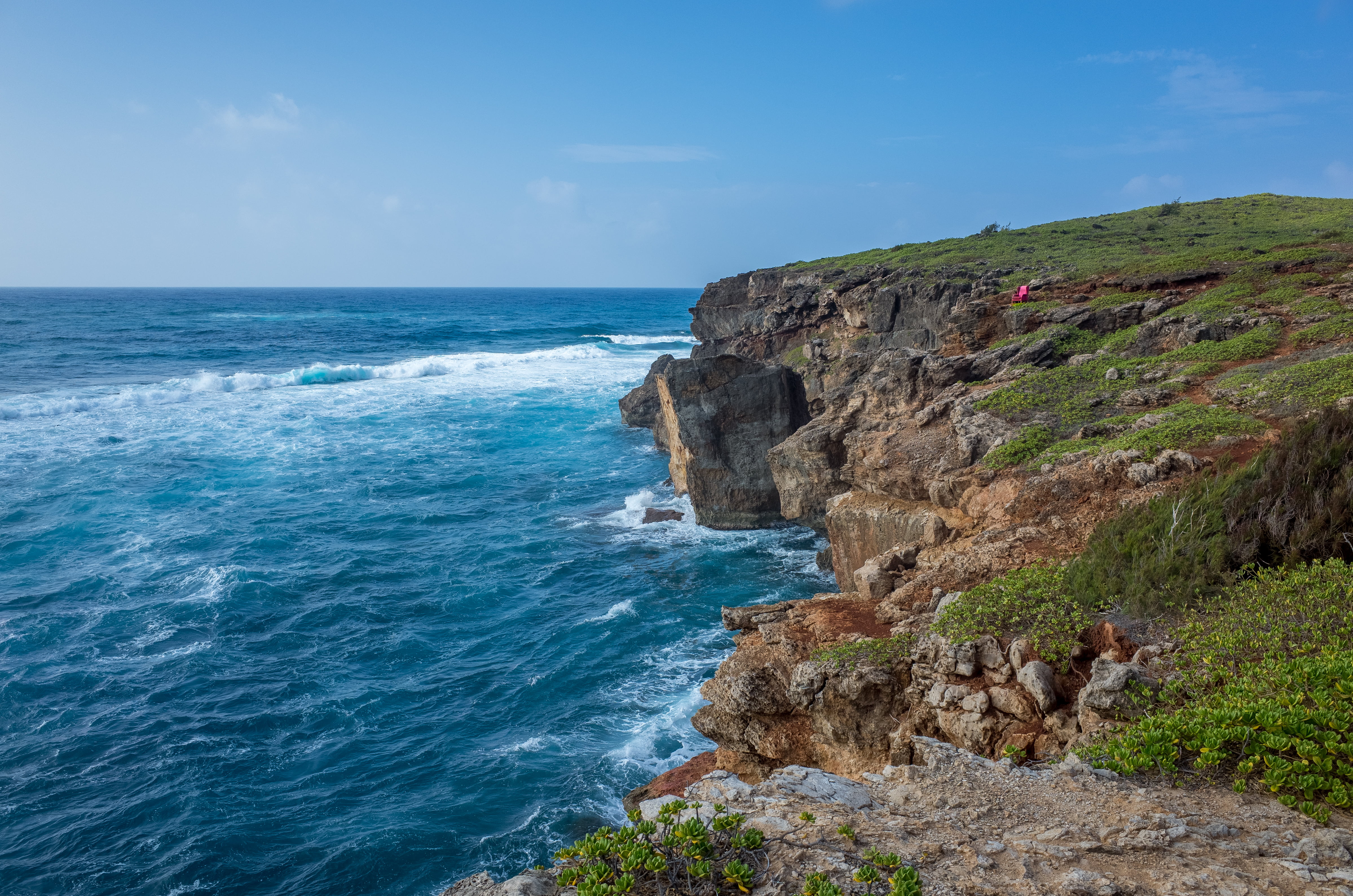 photography of cliff and sea under blue sky, poipu, poipu, Kauai