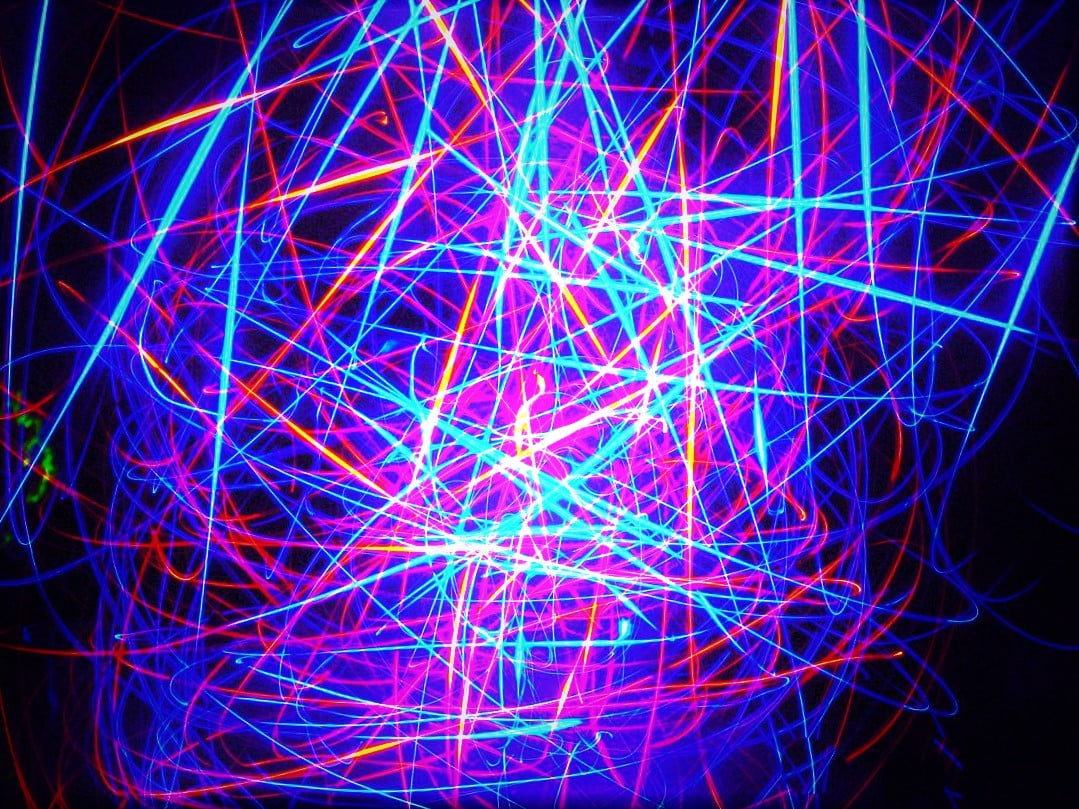 blue and red LED light, abstract, colorful, neon, pink, cyan