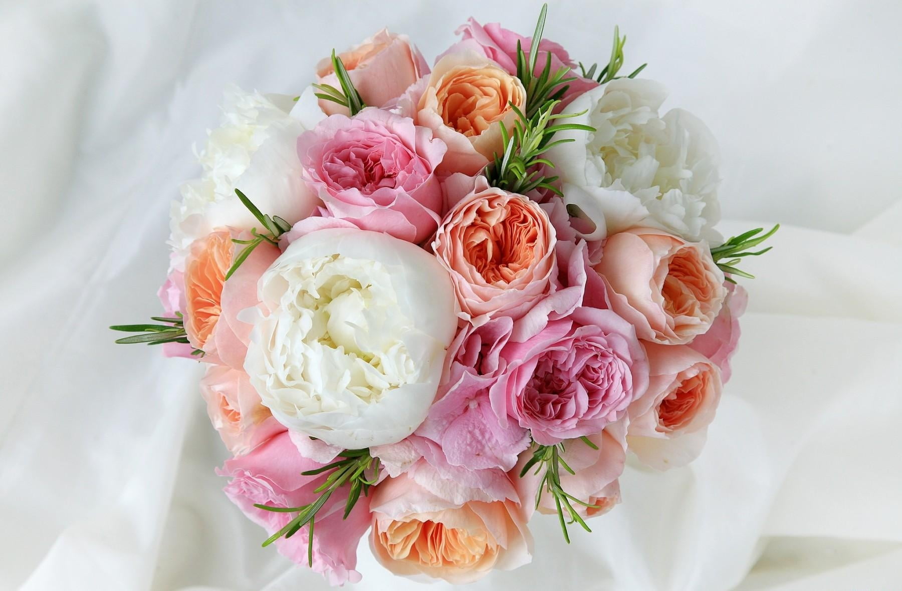 bouquet of pink and white flowers, roses, peonies, tenderness