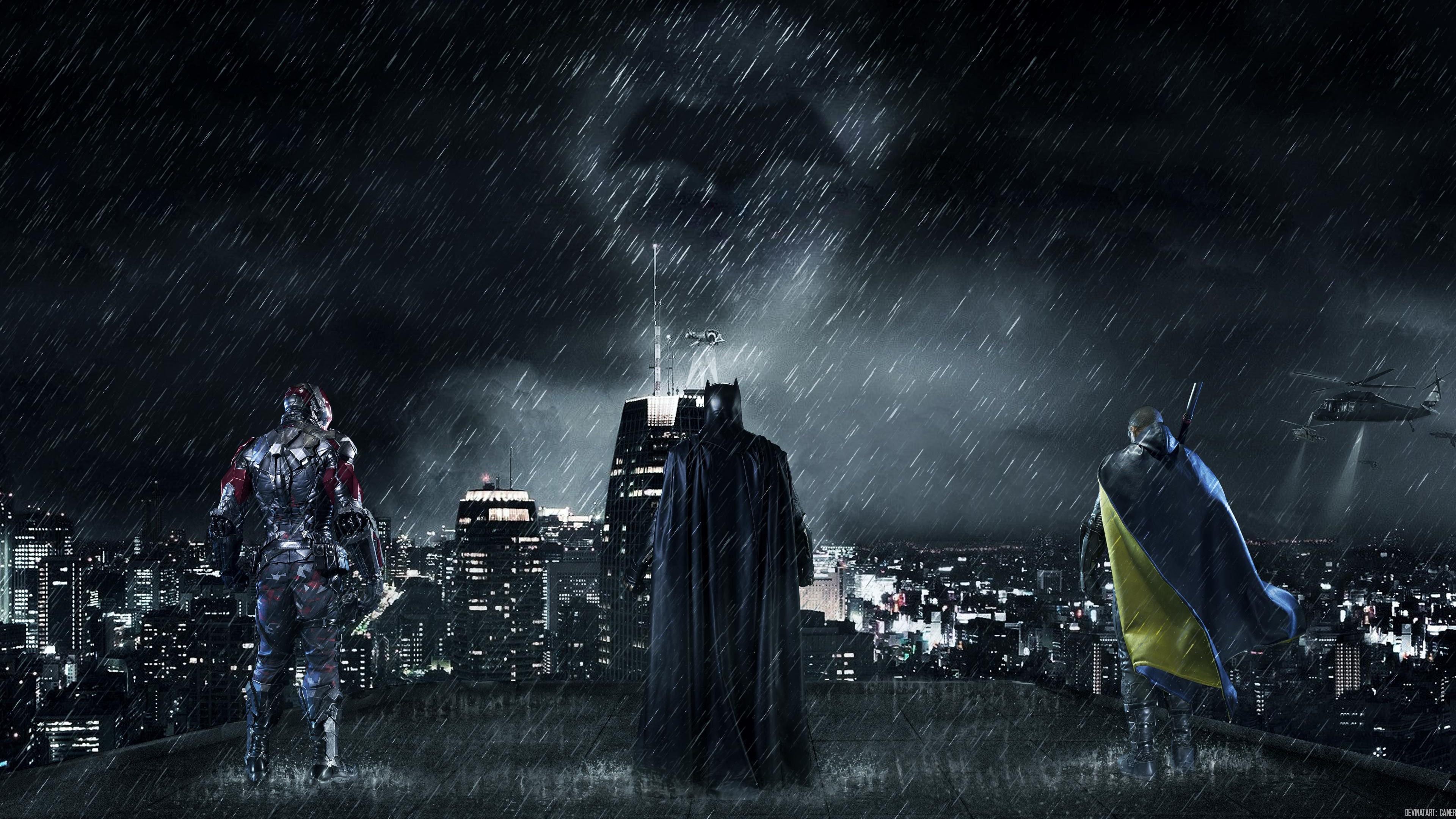 batman, gotham city, 4K, rain, night, hero