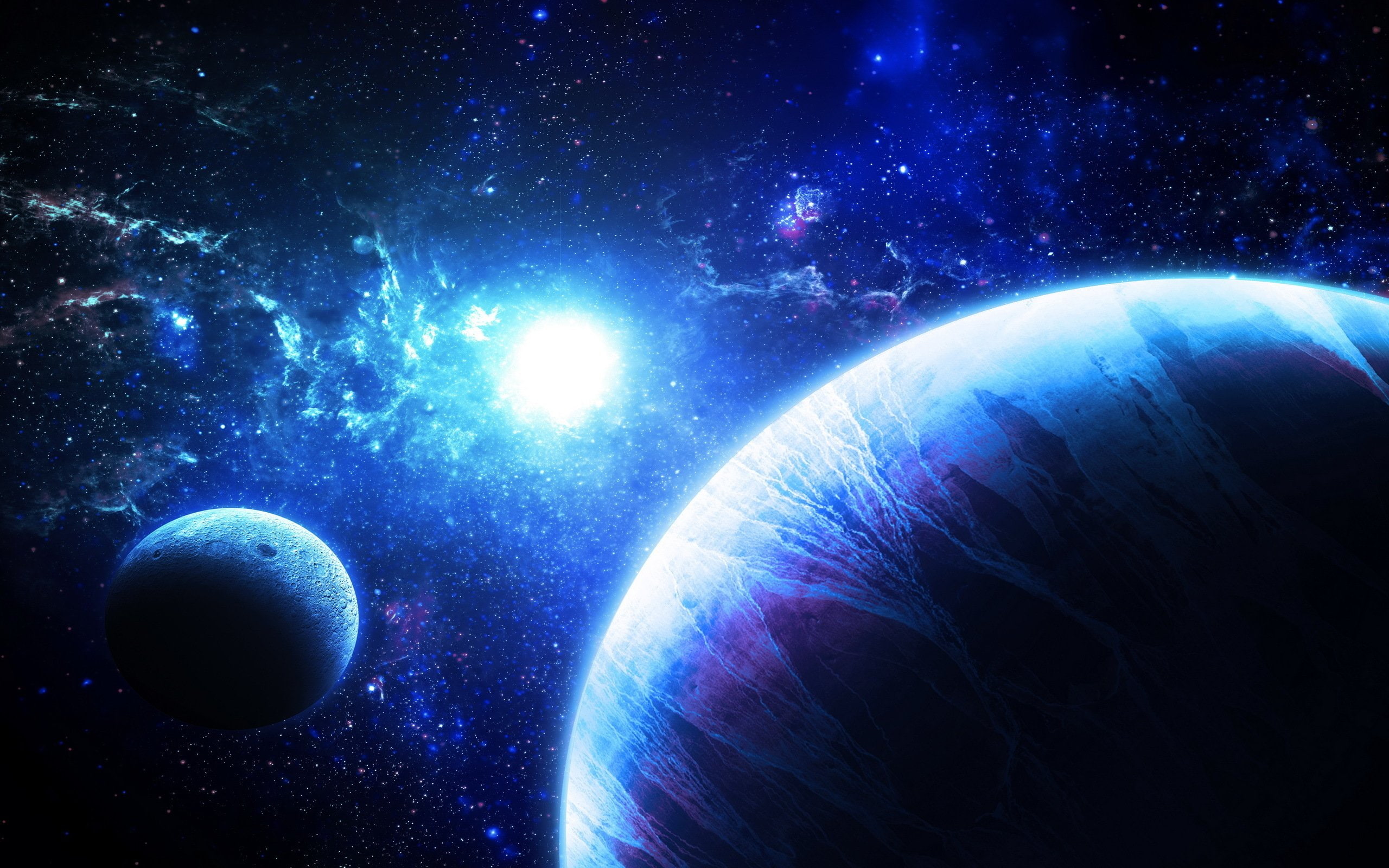 fi, planet, sci, space, stars, blue, night, planet - space