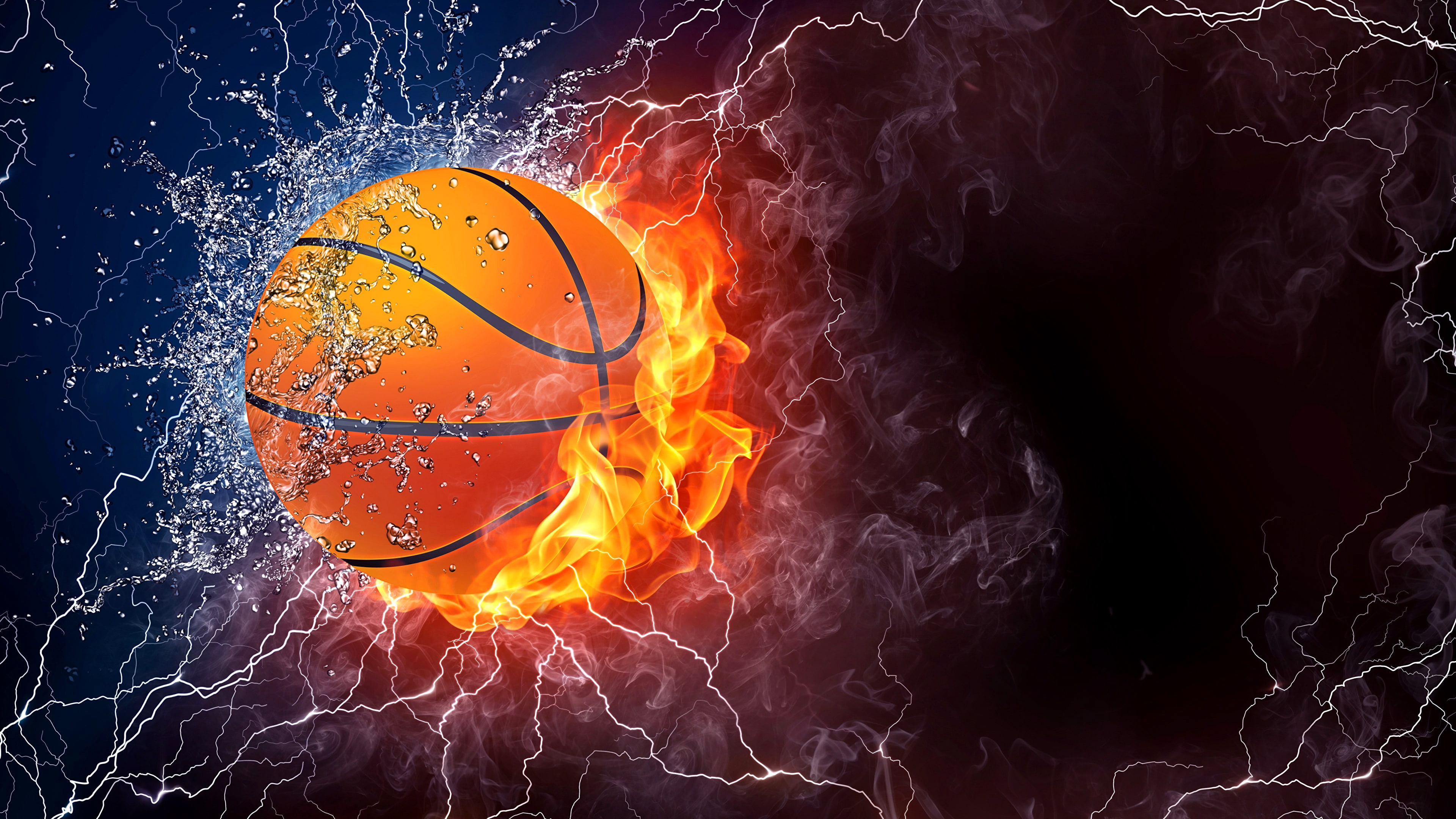basketball, fire, waterdrops, flame, fantasy