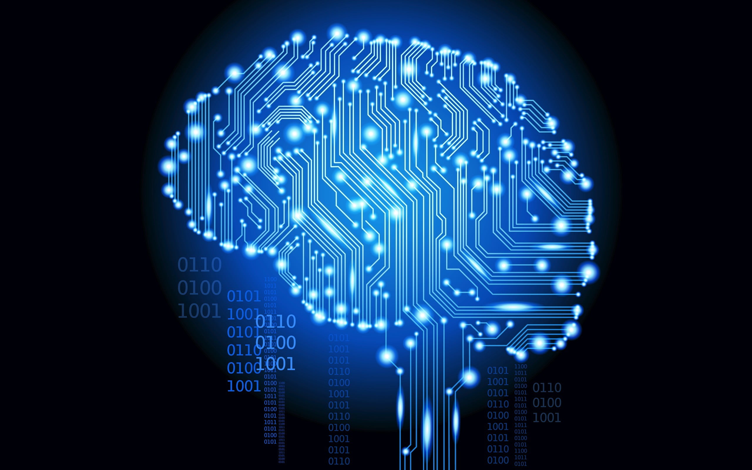 blue brain logo, digital art, artificial intelligence, glowing