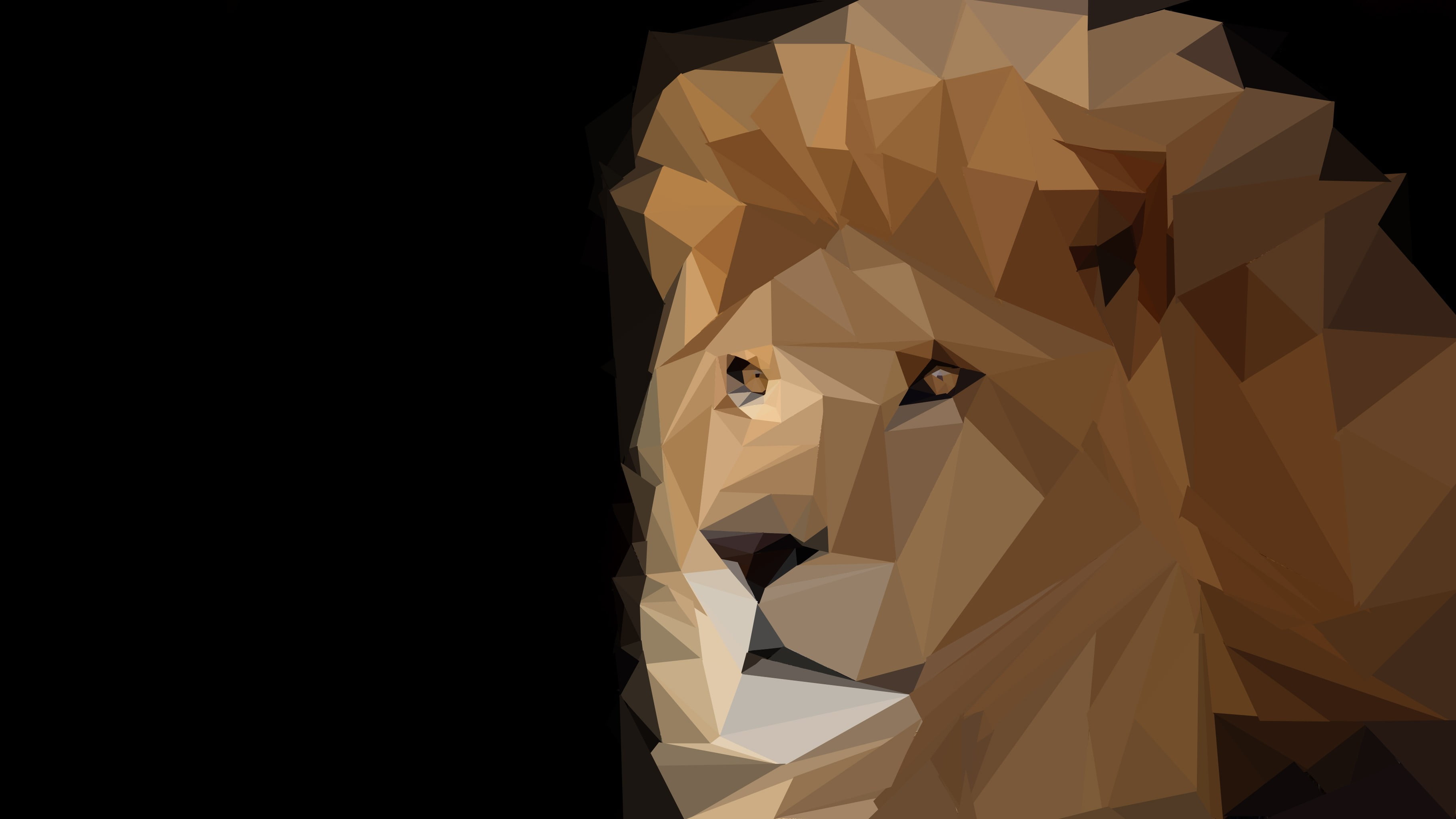 brown lion illustration, animals, low poly, digital art, artwork