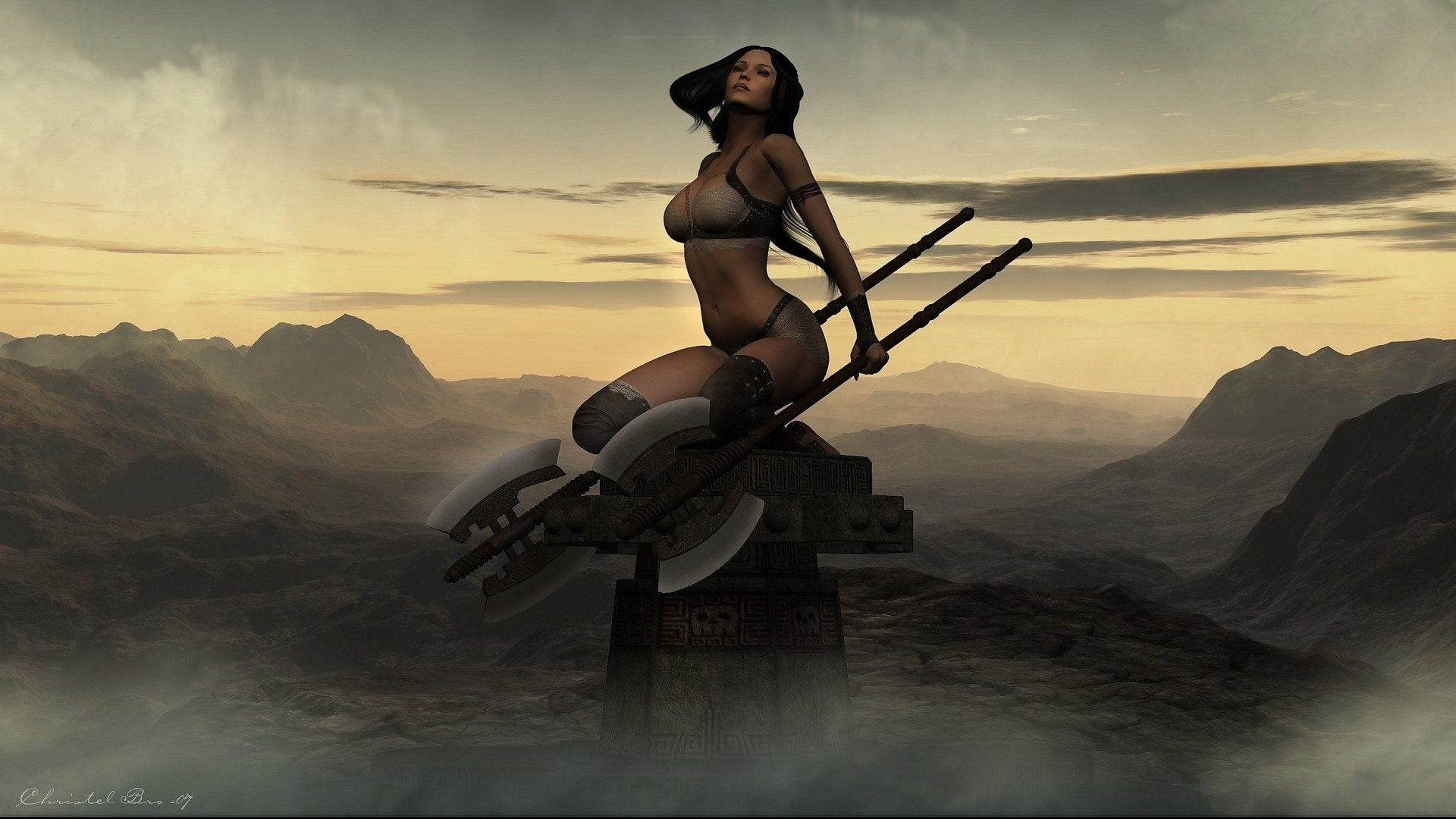 woman holding battle axe wallpaepr, Fantasy, Women Warrior