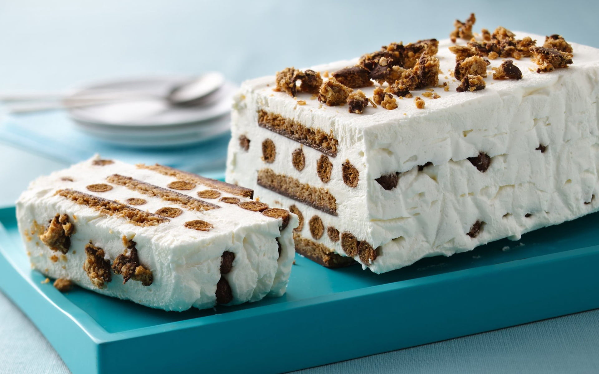white chocolate and caramel cake\, pie, ice-cream, cookies, slice