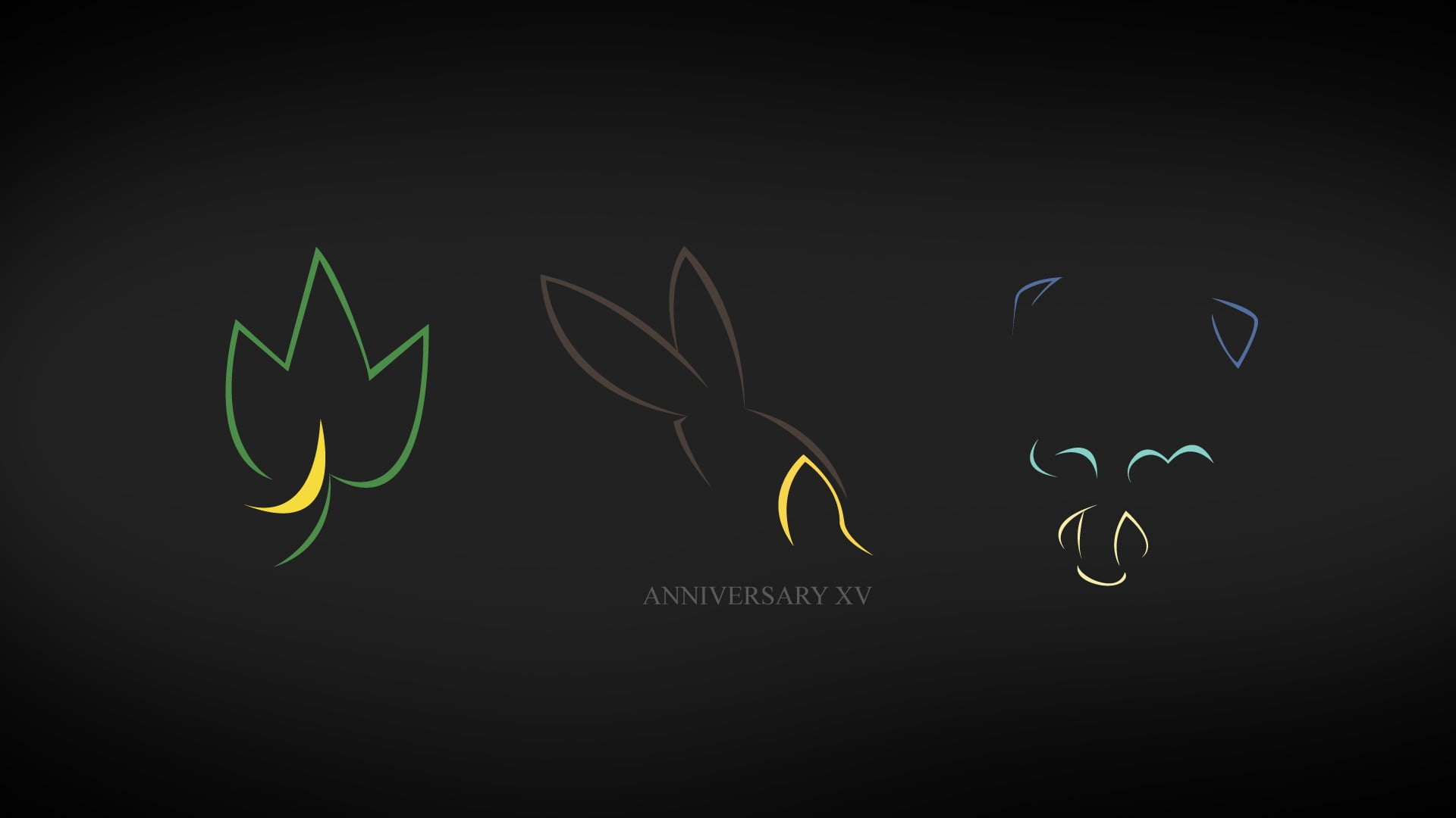 anniversary XV text, Pokémon, video games, minimalism, studio shot