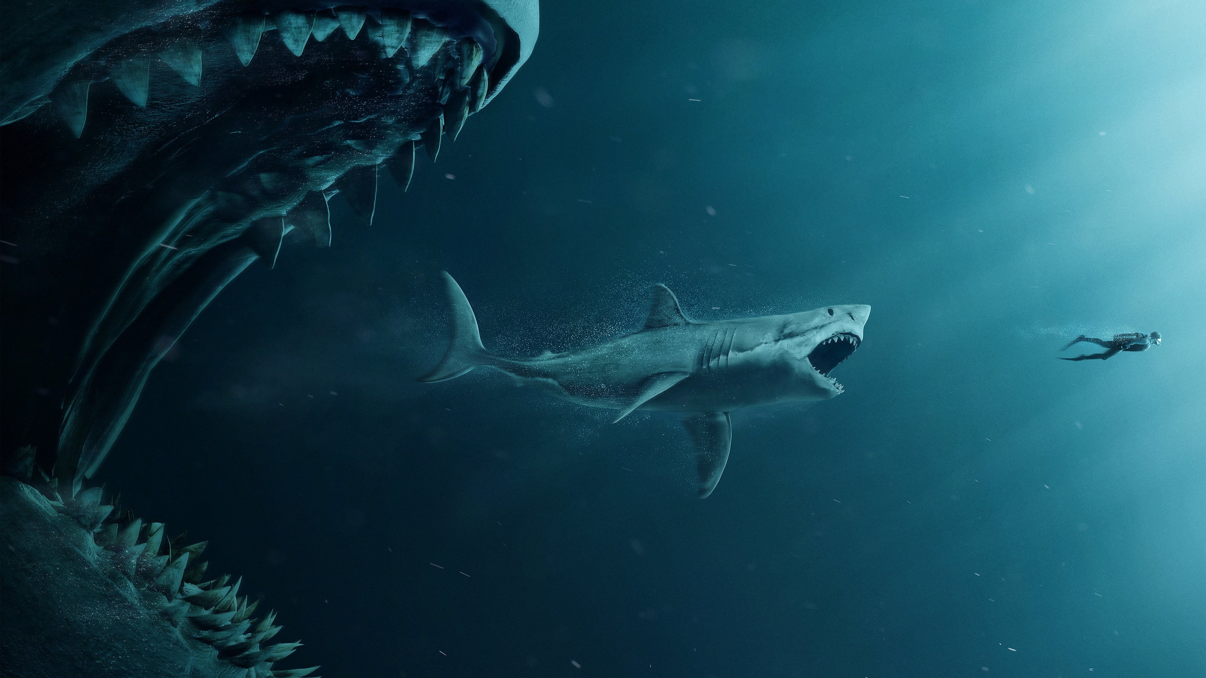 the meg, shark, sea, poster