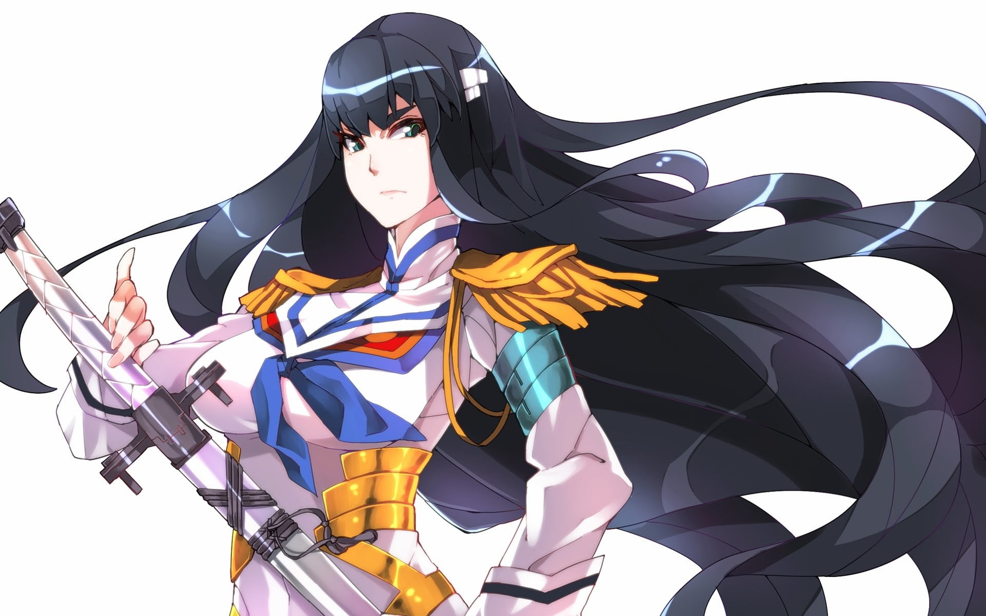 Kill la Kill, Kiryuin Satsuki, white background, multi colored