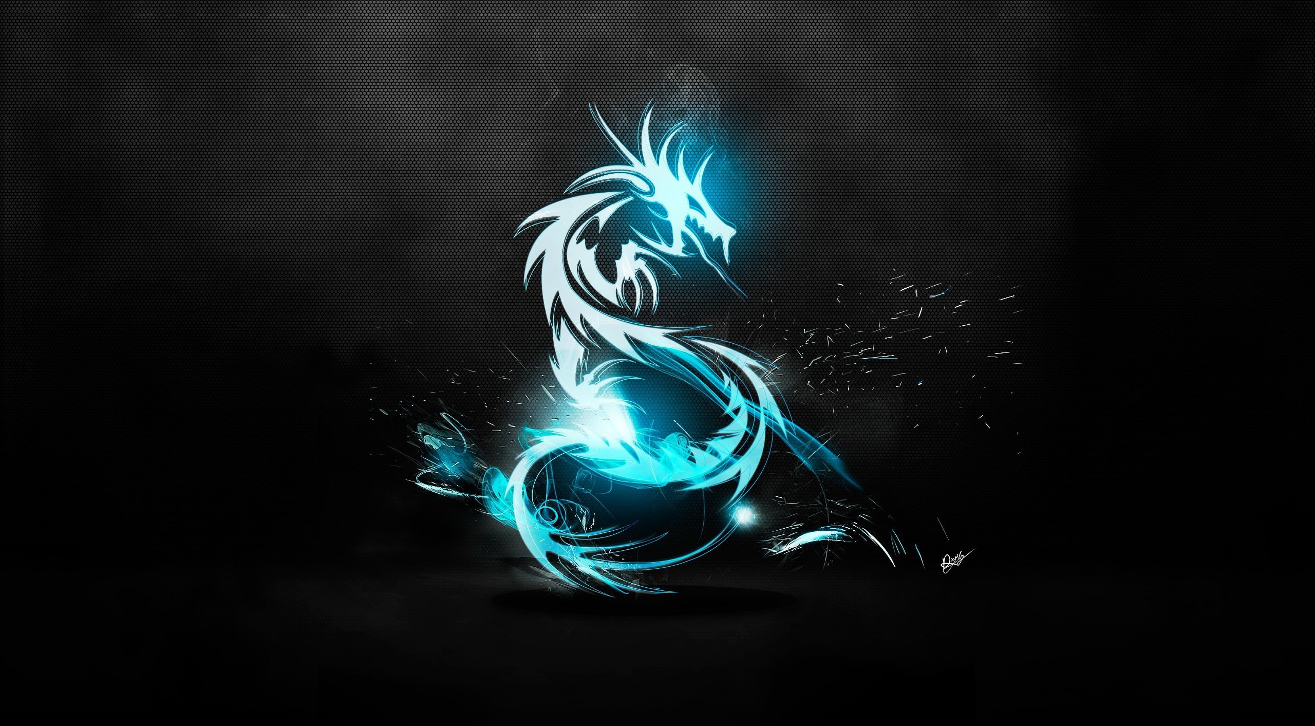 Dragon Symbol, blue dragon illustration, Aero, Black, Dark, Light